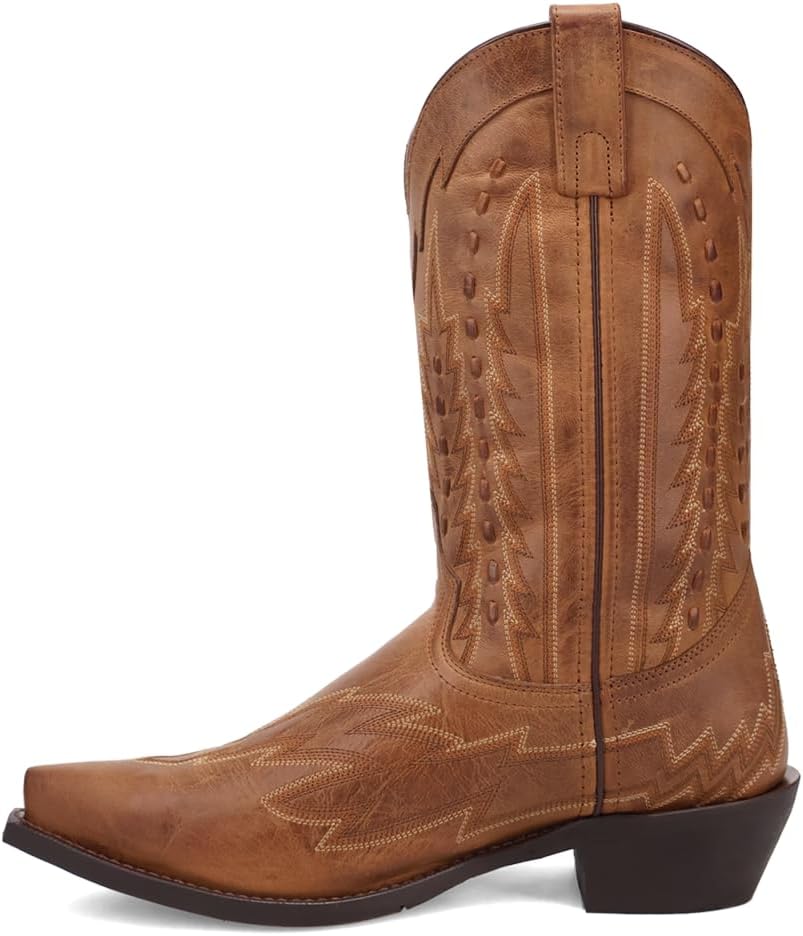 Laredo Mens Silverdale Embroidered Snip Toe Pull On Casual Boots Mid Calf - Brown - Size 10 D