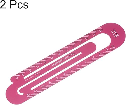 Miniatura 9 de HARFINGTON 2 piezas de regla recta de 4.7 in para marcapáginas métrica, regla de metal de aleación de aluminio en ambos lados, herramienta de escala