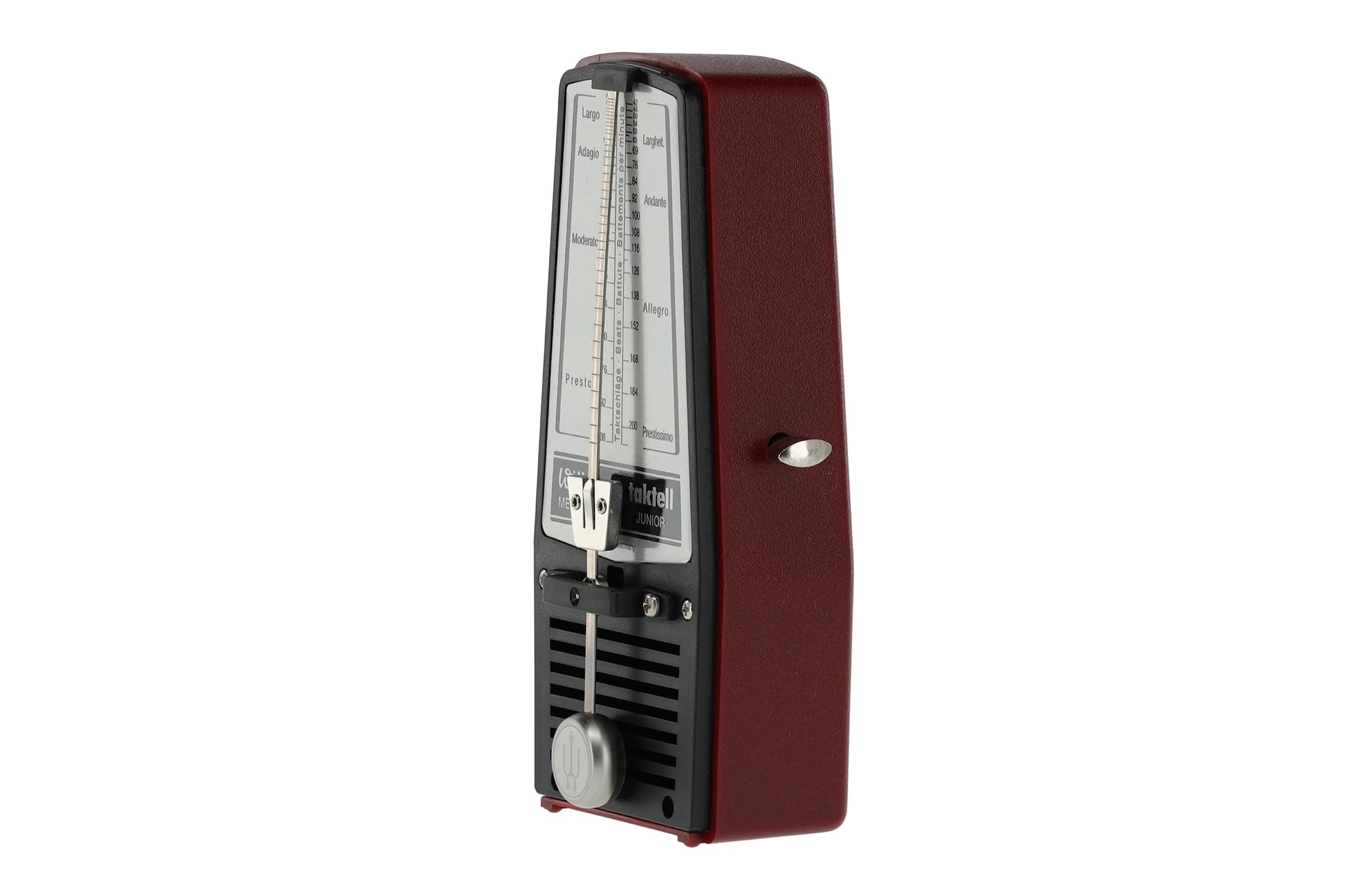 Wittner Metronomo Taktell Junior Serie 820 - Custodia in plastica - Senza campana - Rosso rubino - Meccanico a carica - Non sono necessarie batterie - Made in Germany