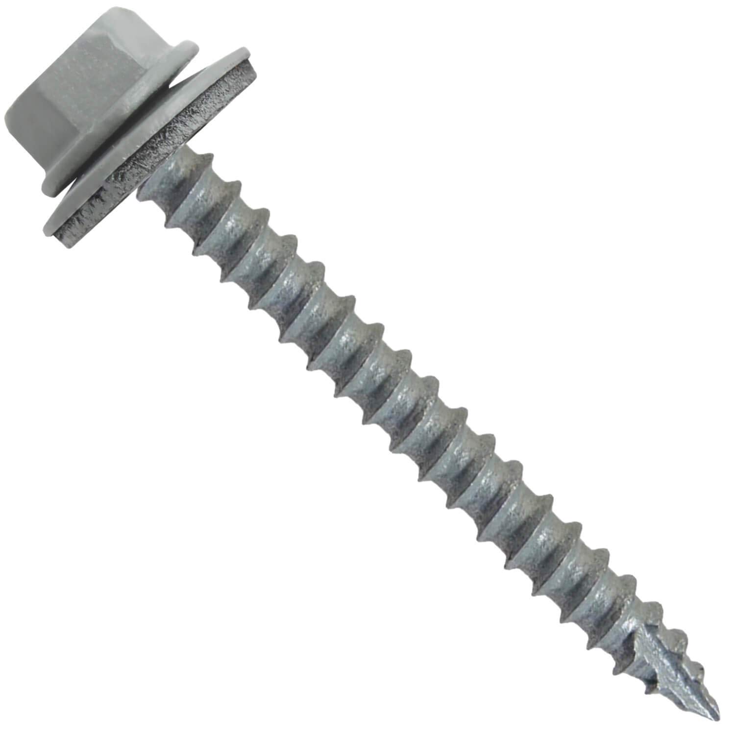 #14 Metal Roofing Screws: (250) 2-1/2" Light Gray Hex Head Sheet Roof Screw. Self Starting/Tapping to Wood Screws With EPDM Washer. For Corrugated Roofing-image-40
