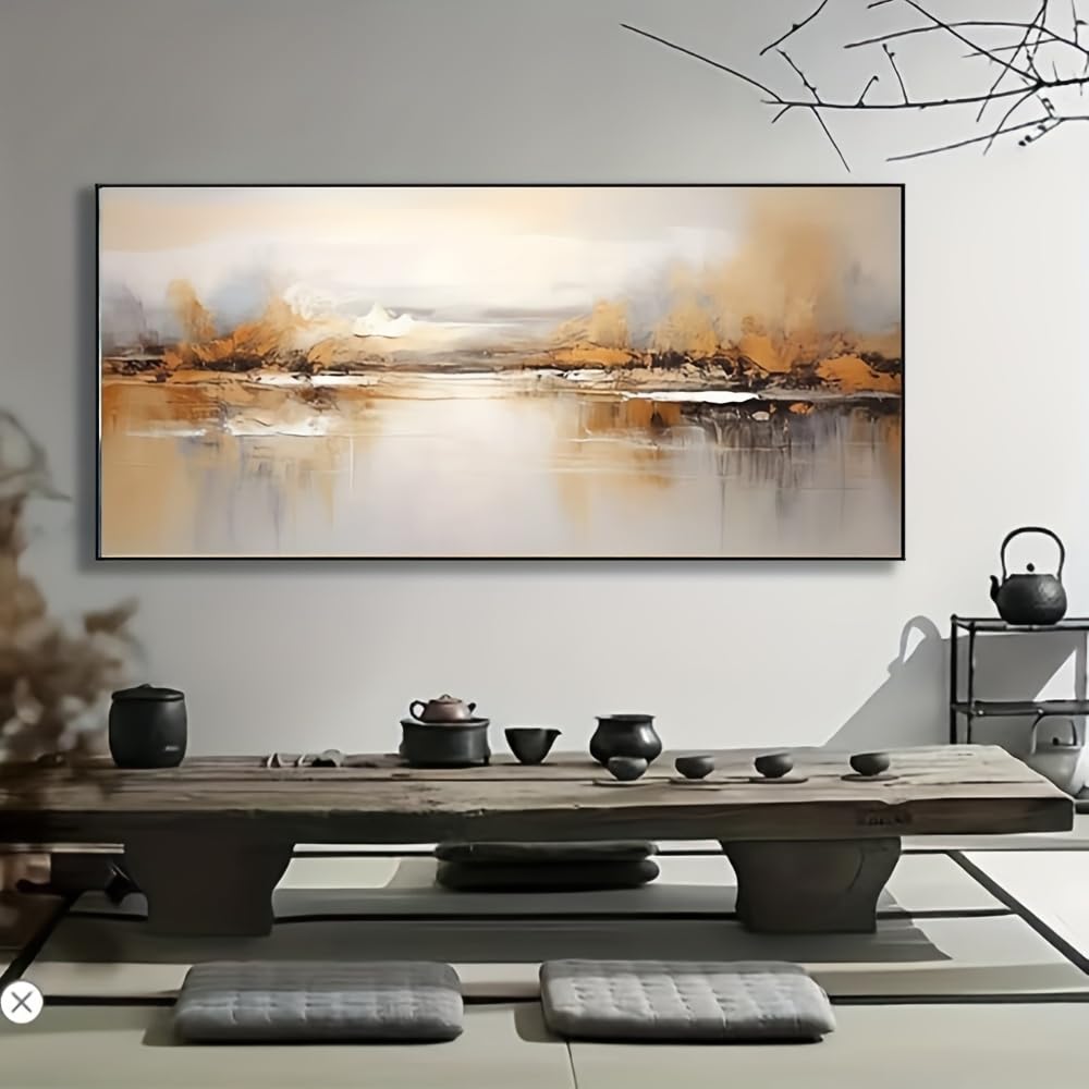 UUDEZO Abstract Canvas Art - Serene Landscape Framed Wall Decor for Living Room, Bedroom Canvas Wall Art Decor(60x120cm/(24x47inch) /with Frame)