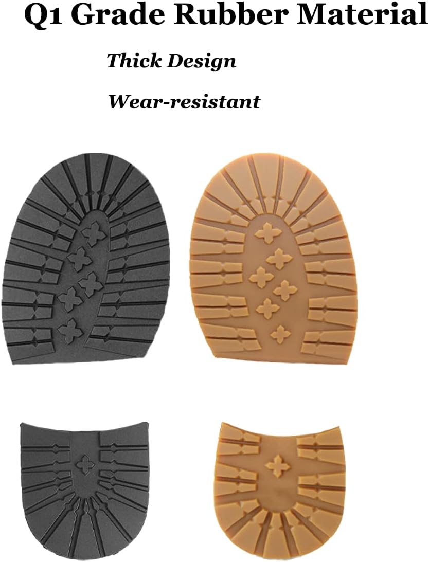 Shoe Replacement Rubber Half Sole and Heels, Shoe Pads Non-Skid Sole Protector Heels Repair Replacement Shoe Grips for Bottom of Shoes (Black)