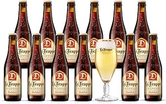 LA TRAPPE Dubbel, Dunkles Malzig-Süßes Trappistenbier mit 7% vol. aus Berkel-Enschot, 12x 0,33 Liter + Glas