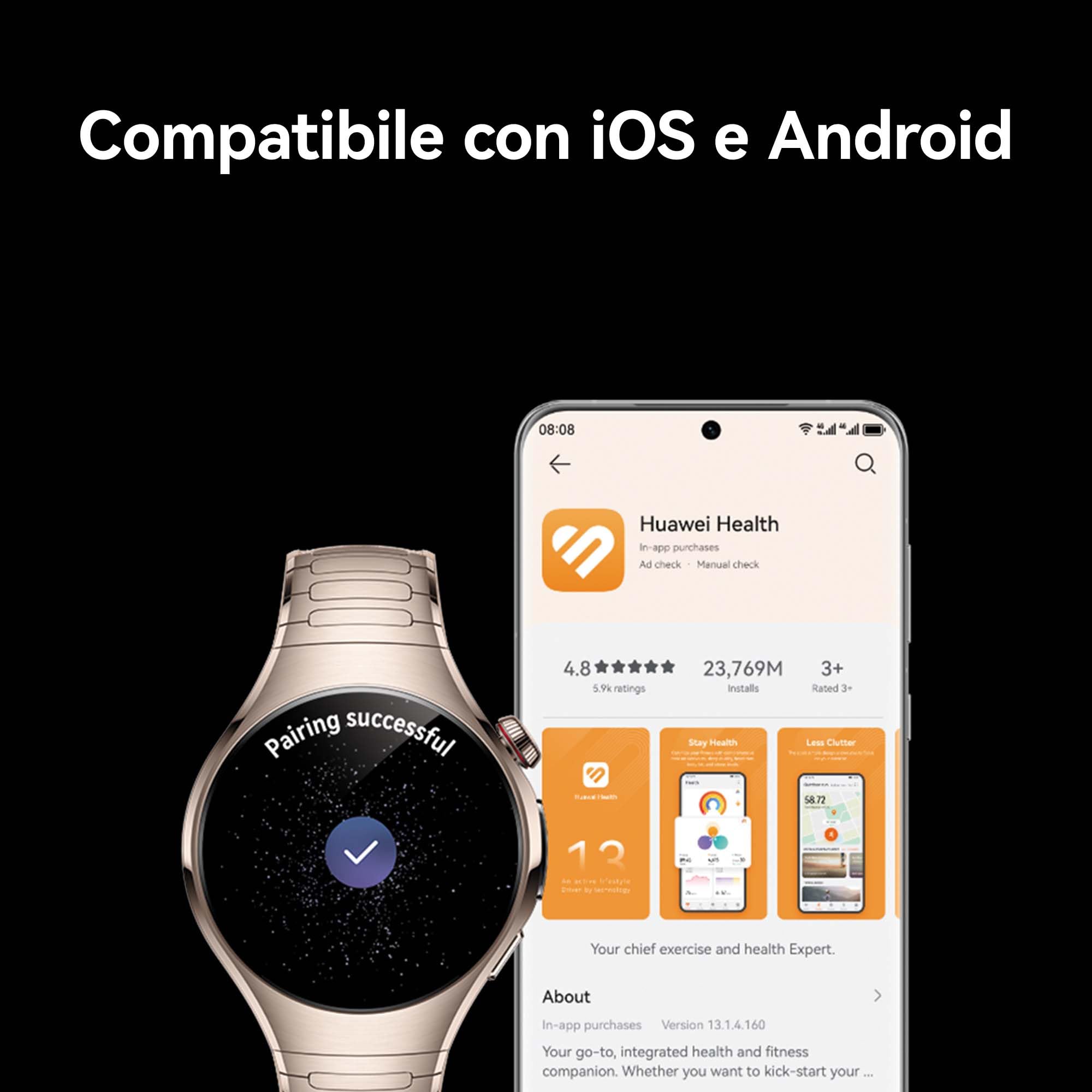 HUAWEI WATCH 5, 46mm Smartwatches, Tecnologia Multi-sensing X-TAP, Marrone | SpO2 dal Polpastrello, Health Glance, eSIM, con App ECG, HRV, 30 mesi di Garanzia, Android e iOS