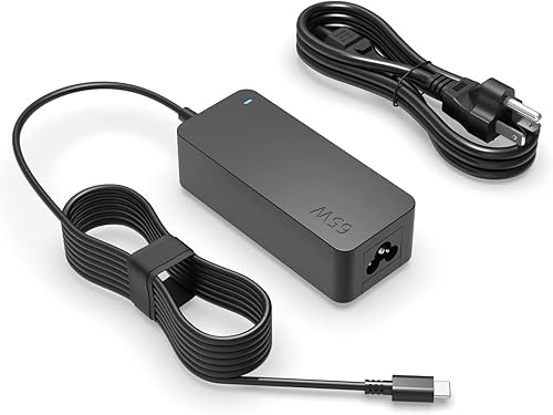 Cargador rápido USB-C de 65 W para Lenovo ideapad Yoga 7 7i 9 9i 2 en 1, cable extendido, lámpara de alimentación, (certificado de seguridad UL)