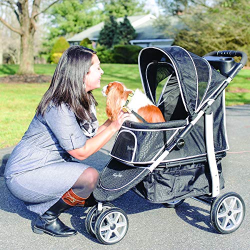 Gen7Pets Premium Monaco Stroller for Dogs and Cats up to 60lbs – Lightweight, All-Terrain and Portable, Black Geometric