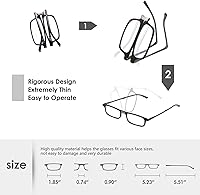 Vista 3 de SKYOAK Evolved Folding Reading Glasses For Women Men Blue Light Blocking Anti UV Eyestrain Foldable Portable Compact Readers with Flat Hard Case