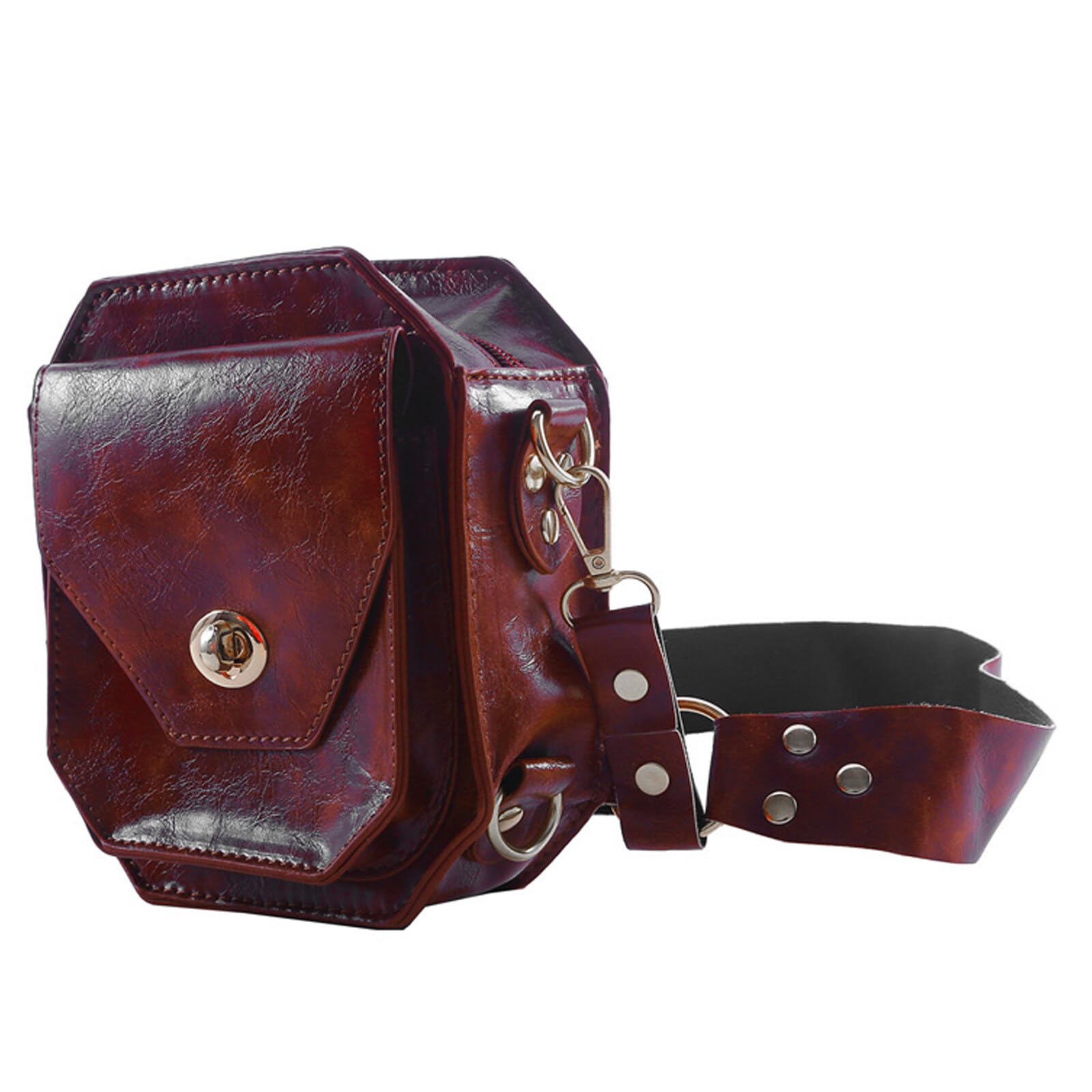 Thigh Bag Leg Bag Adjustable Holster Bag Vintage Leg Pouch PU Leather Hiking Sport Drop Leg Bag Hip Bag for Women Men 6.50x6.10 inch/16.5x15.5cm Brown