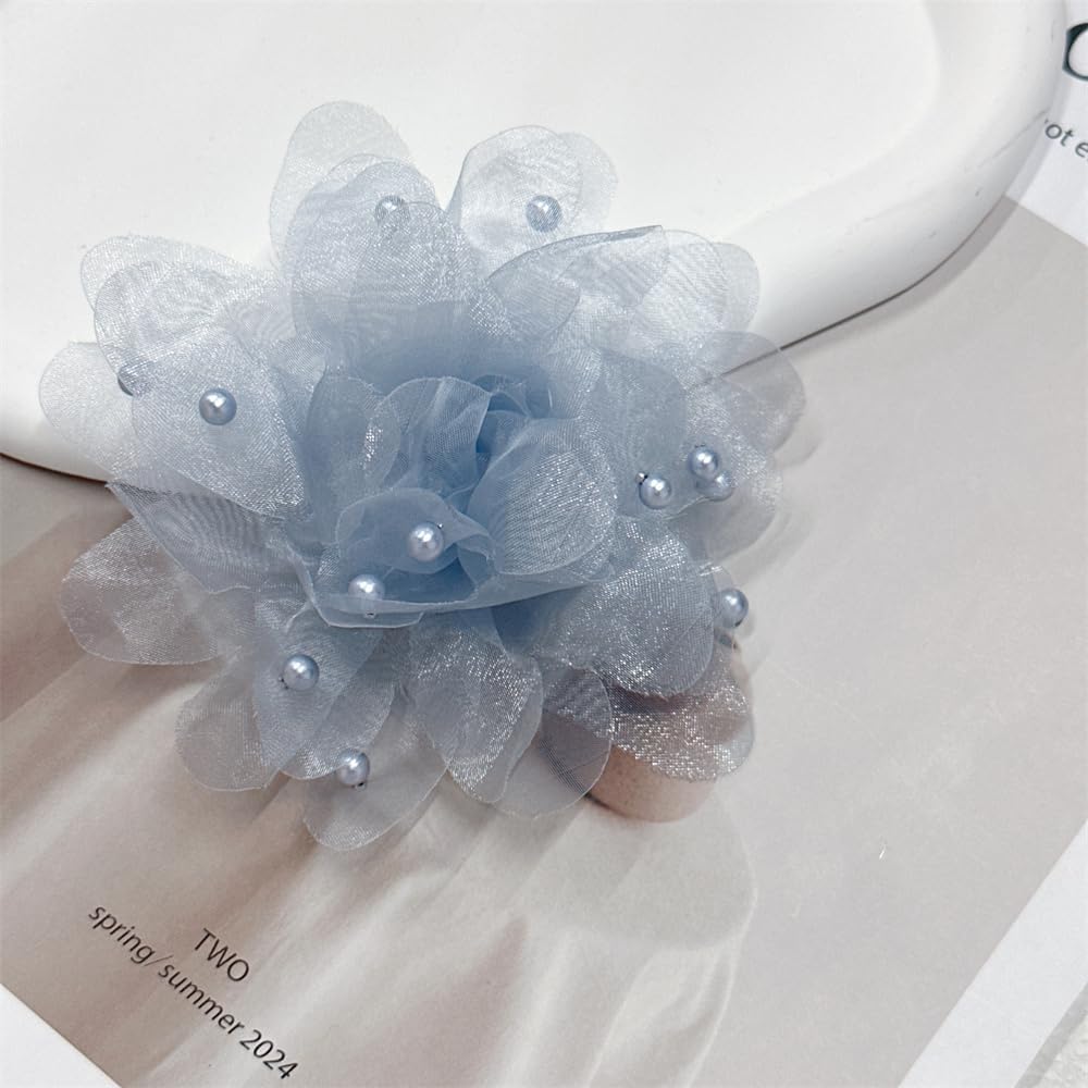 13cm/5in Beaded Mesh Flower Brooch Pin for Women Girls Dainty Round Shell Pearl Ball Beads Camellia Peony Flowers Brooches Lapel Hair Pins Elegant Wedding Anniversary Accessories Jewelry - Image 5