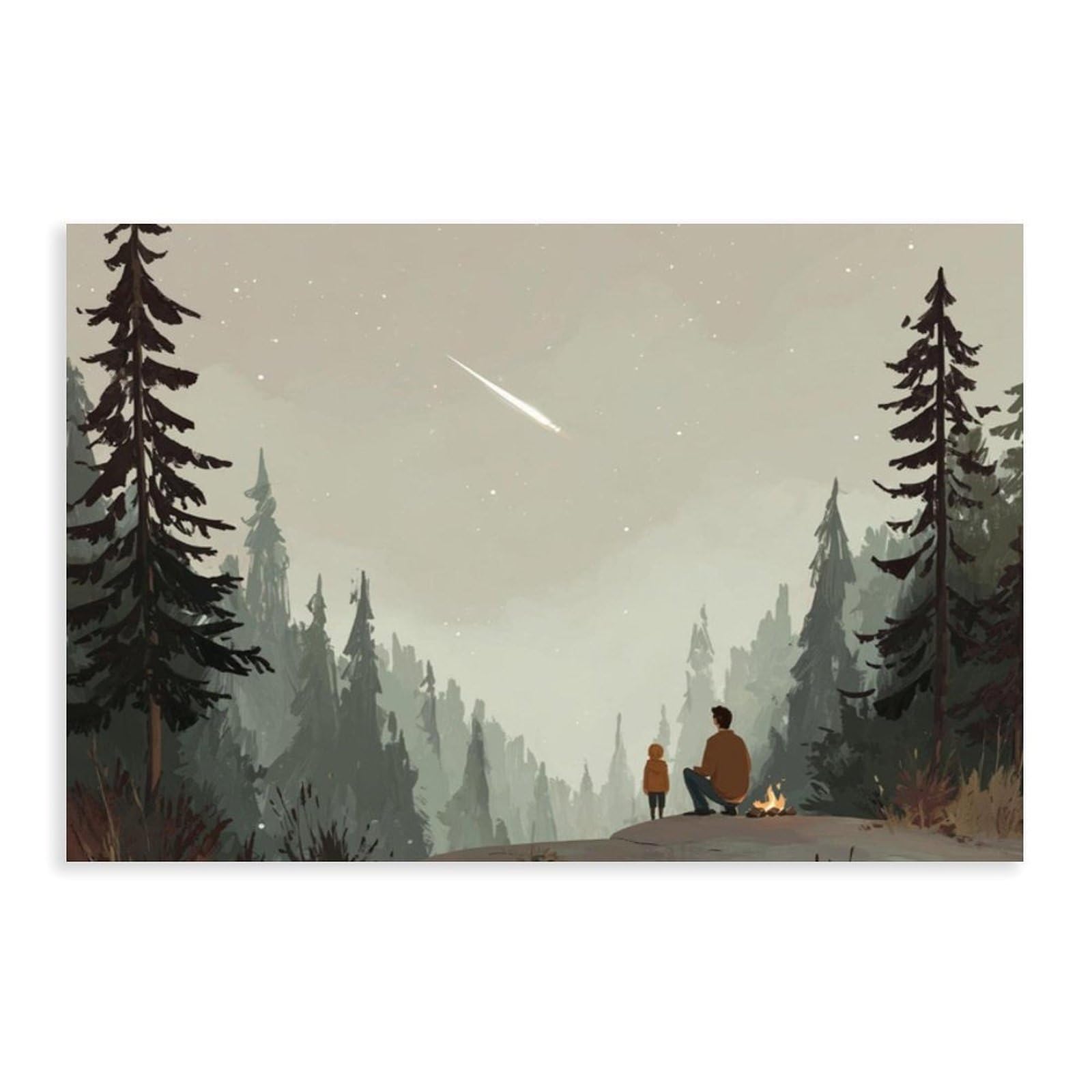 Bareronor Camping Woodland Canvas Poster for Dorm Room Decor Gift