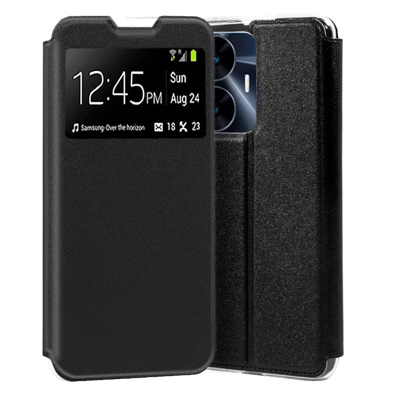 Cool Flip Cover for Realme C55 Smooth Black, Black/White - Image 2