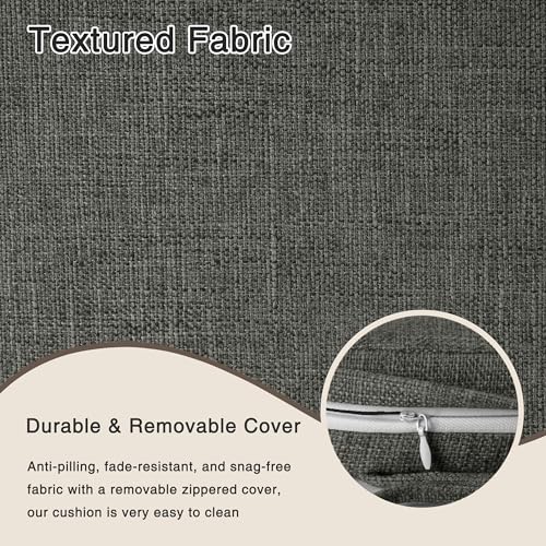 Image of OVOV 14x14 Chair Cushions for Metal Dining Chairs Set of 4 Dark Grey | Non Slip, Washable Removable Cover with Ties, Textured, for Dining Room, Kitchen Cafes Bistro Patio, Stackable Chairs