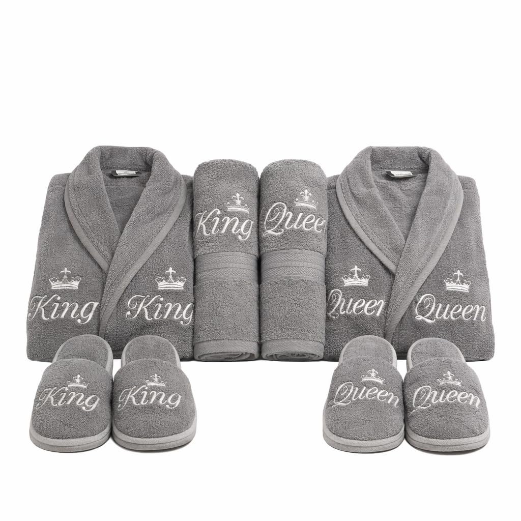 8-Piece Terry Cotton Bathrobe Set | Luxury Gents & Ladies Robe with Towels, Hand Towels & Slippers | Soft, Absorbent & Premium Spa Set-image-49