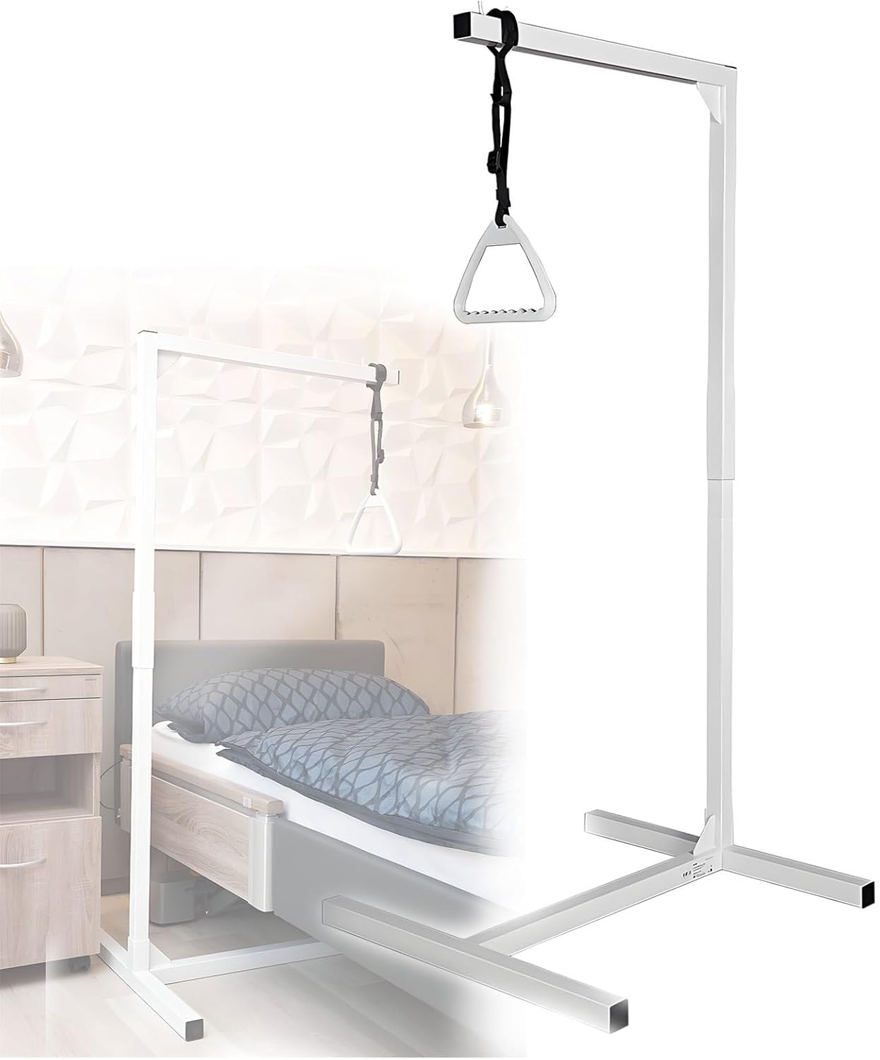 Bed Mobility Aids Bedside for Elderly Disabled Pull up Assist Handles Get up Bariatric Handicap Rail Disability Adaptive Living Bed Sit Assistance Bed Helper - Image 1 of 8