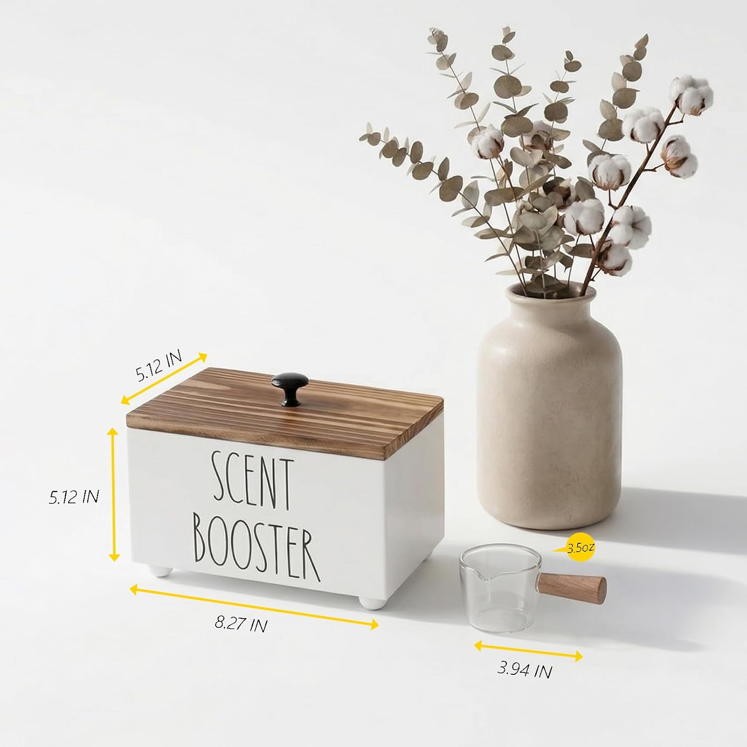 Laundry Scent Booster Container, Farmhouse Scent Beads Storage Organization, Rustic Wood Dispenser for Clothing Fragrance Beads, Laundry Room Powder Box, Laundry Detergent Organizer Bin