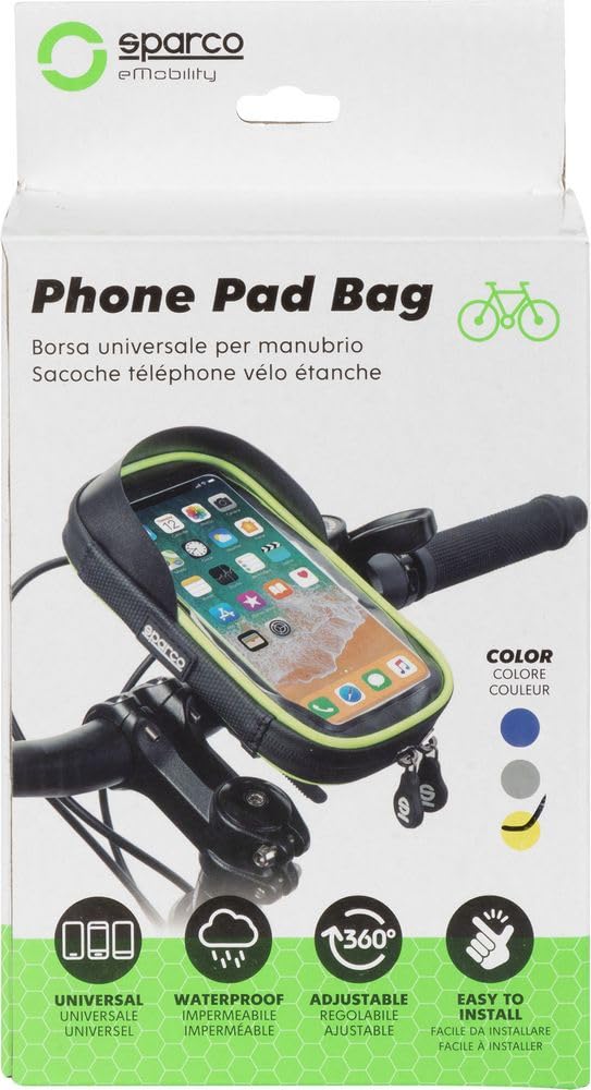 Sparco Custodia Borsa Gialla Porta Cellulare Per Bici In Microfibra Impermeabile Con Touchscreen E Cerniera Doppia