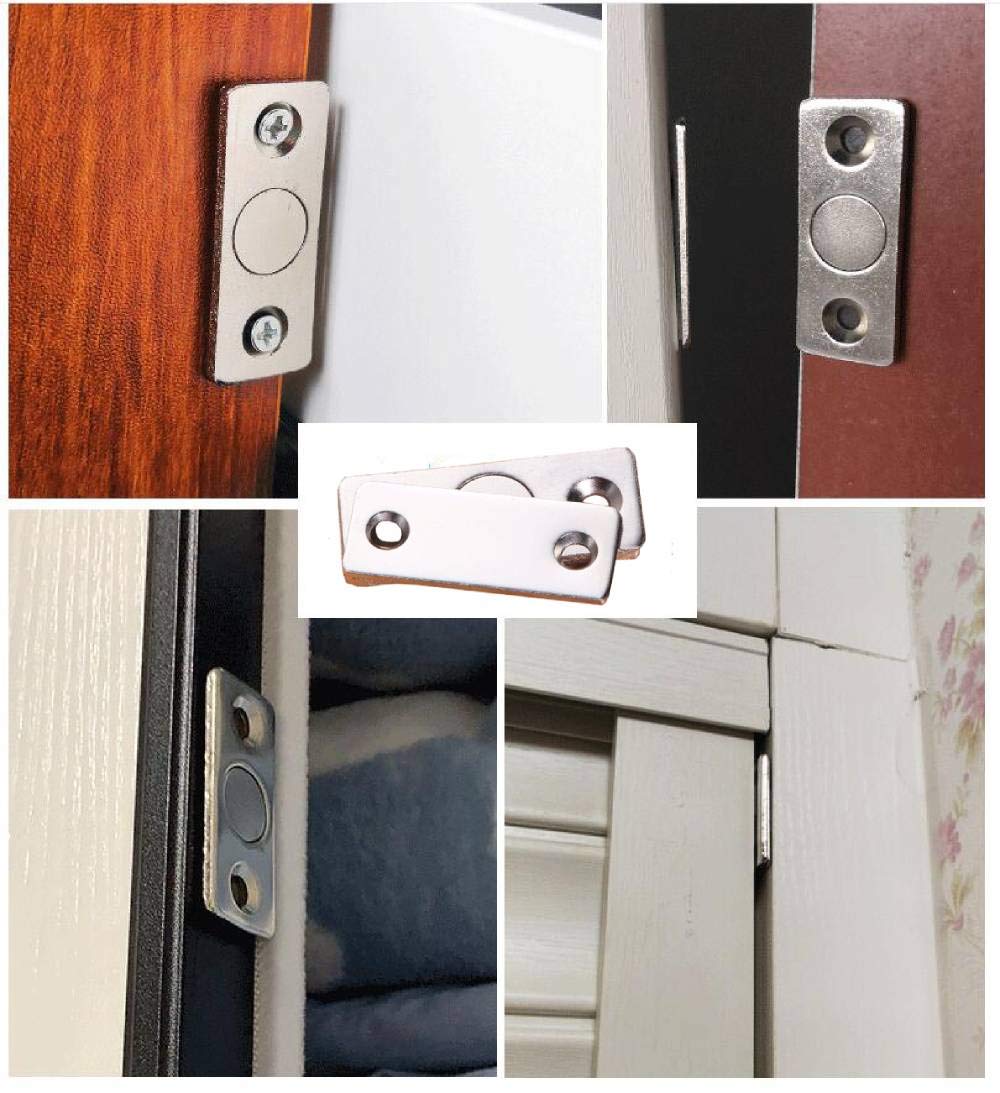 SAISN Cabinet Door Magnets Sliding Door Closer Magnet Catch Door Latch Stainless Steel Drawer Hardware for Kitchen Cupboard (6 Pack,Ultra Thin) 2