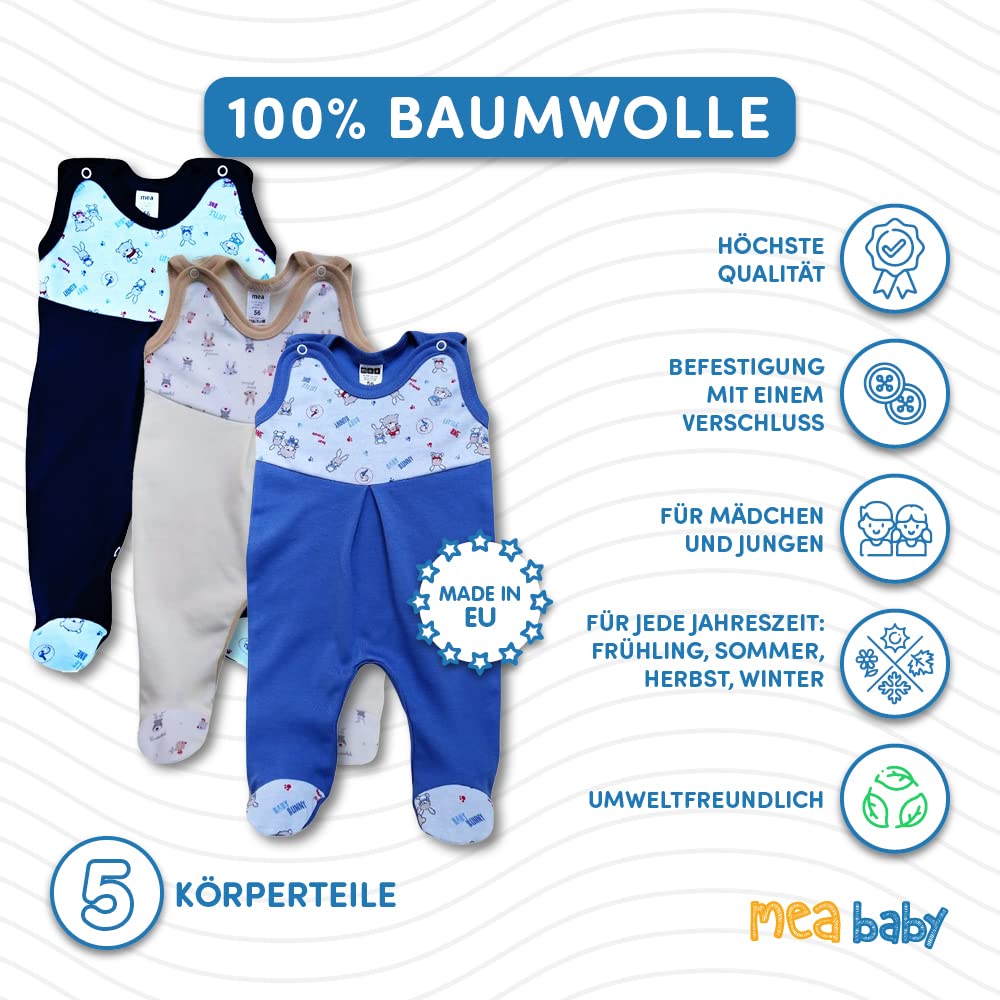 MEA BABY Pelele unisex de algodón, 5 unidades, diseño estampado