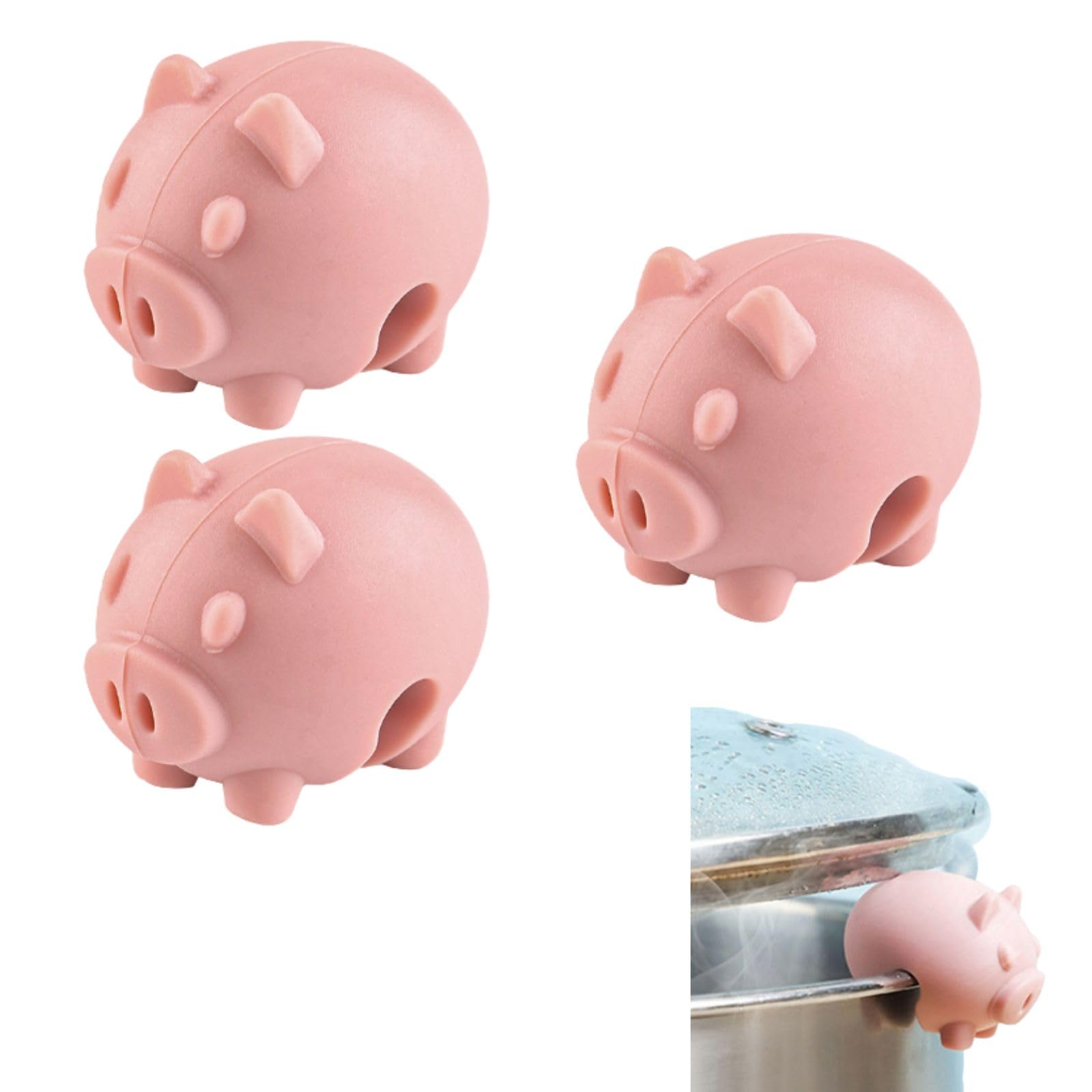 3 Pcs Pot Lid Lifter Silicone Spill Proof Lid Lifter Splash-Proof Steam Release Pan pot lid lifter Kitchen Tool Decoration Pot Lid & Cute Kitchen Accessories (Piggy (color random))