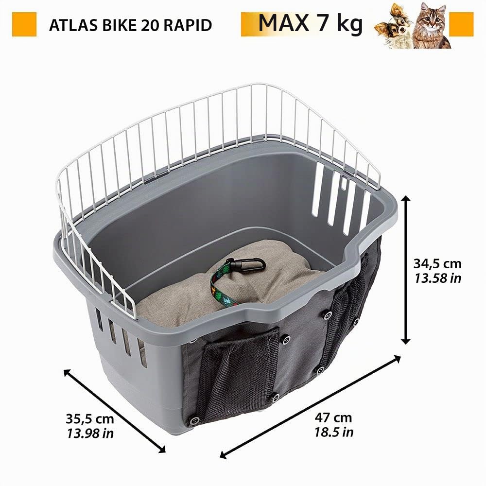 Ferplast Atlas Bike 20 Rapid Dog Bike Carrier 47 x 35,5 x 34,5 cm, grigio