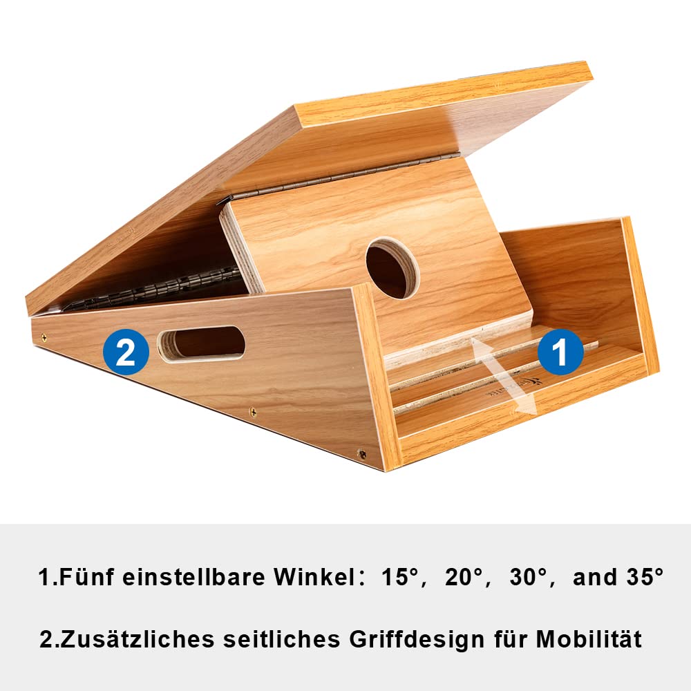 StrongTek Professionelles Slant Board Schrägbrett aus Holz, verstellbarer Wadendehner mit Tragegriff & Antirutsch-Beschichtung