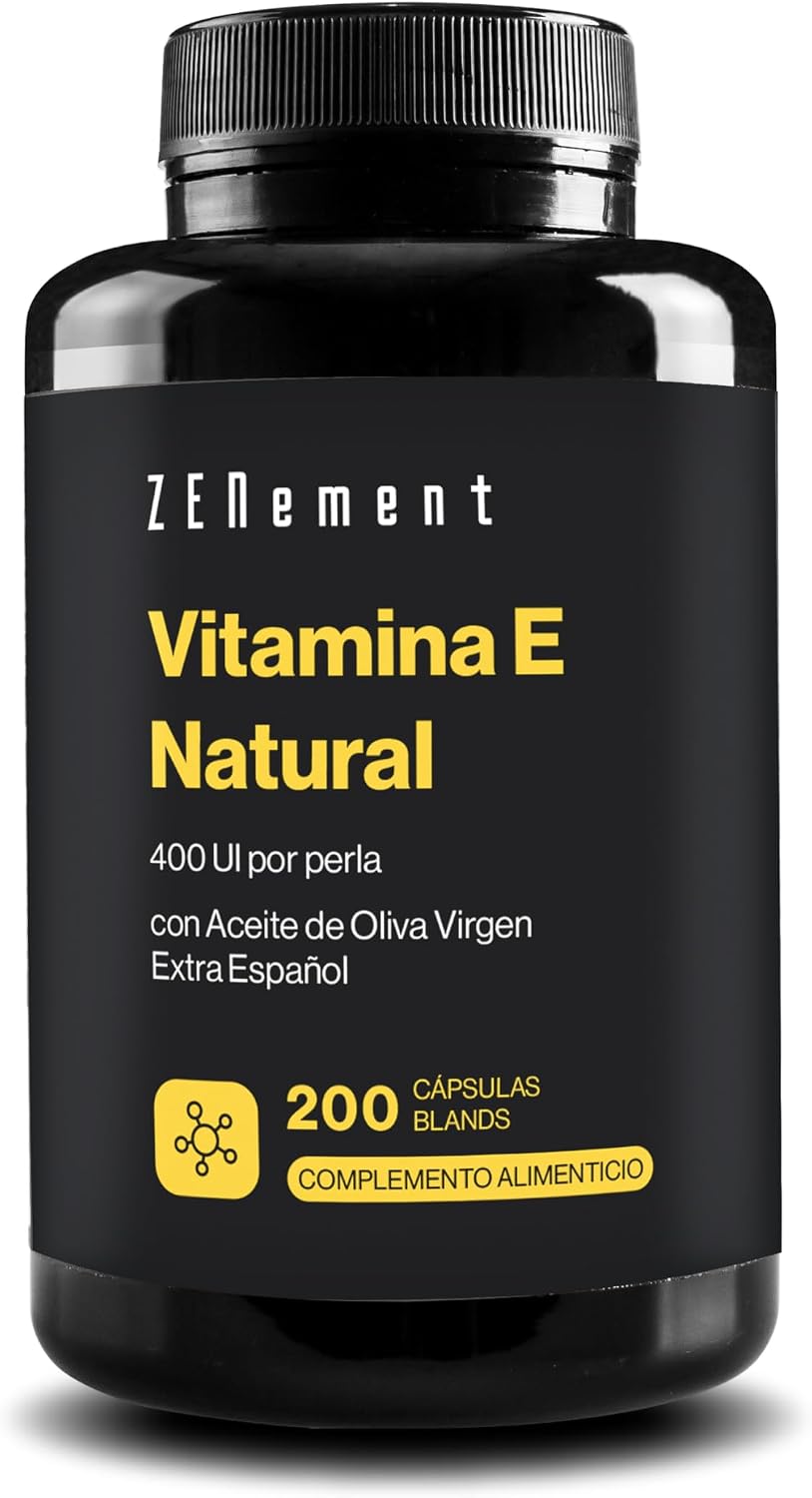 Vitamina E natural 400 UI, D-alfa-tocoferol, 200 cápsulas