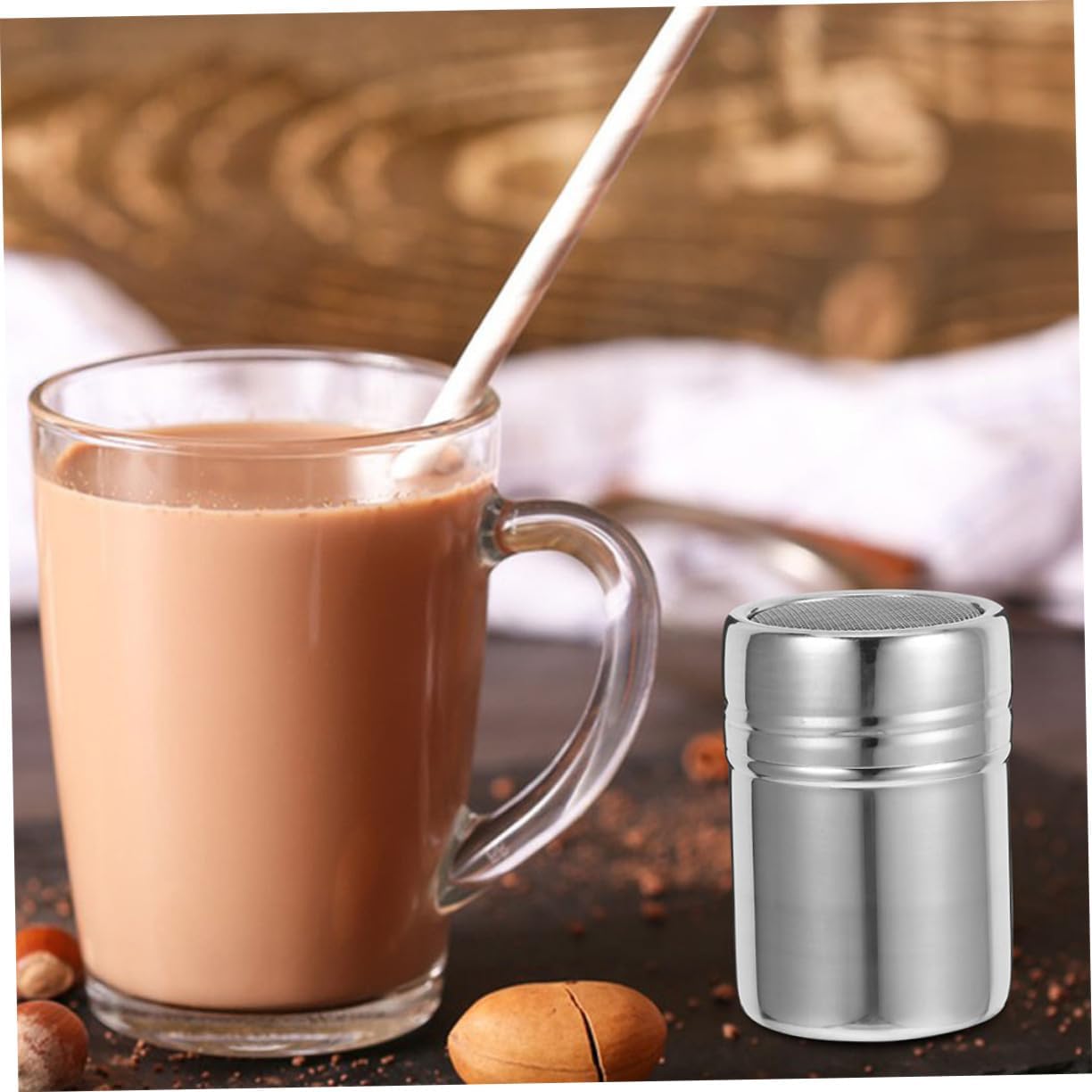 Stainless Steel Powdered Sugar Shaker Lid for Sifter for Cappuccino Latte