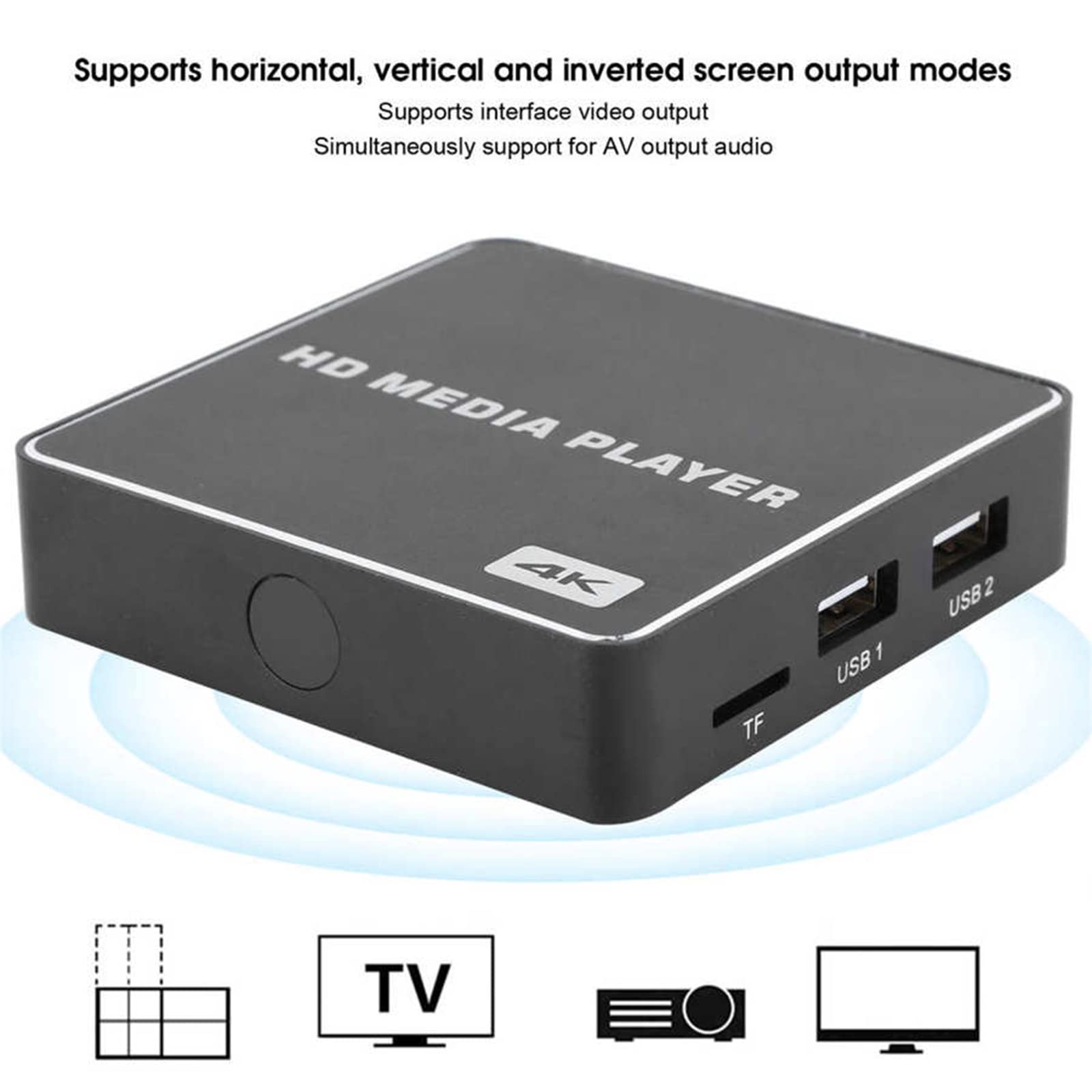 Media Player HDMI 4k, Lecteur Numérique Multimédia Boîtier Mini HD TV USB HDMI/AV PPT PDF avec télécommande