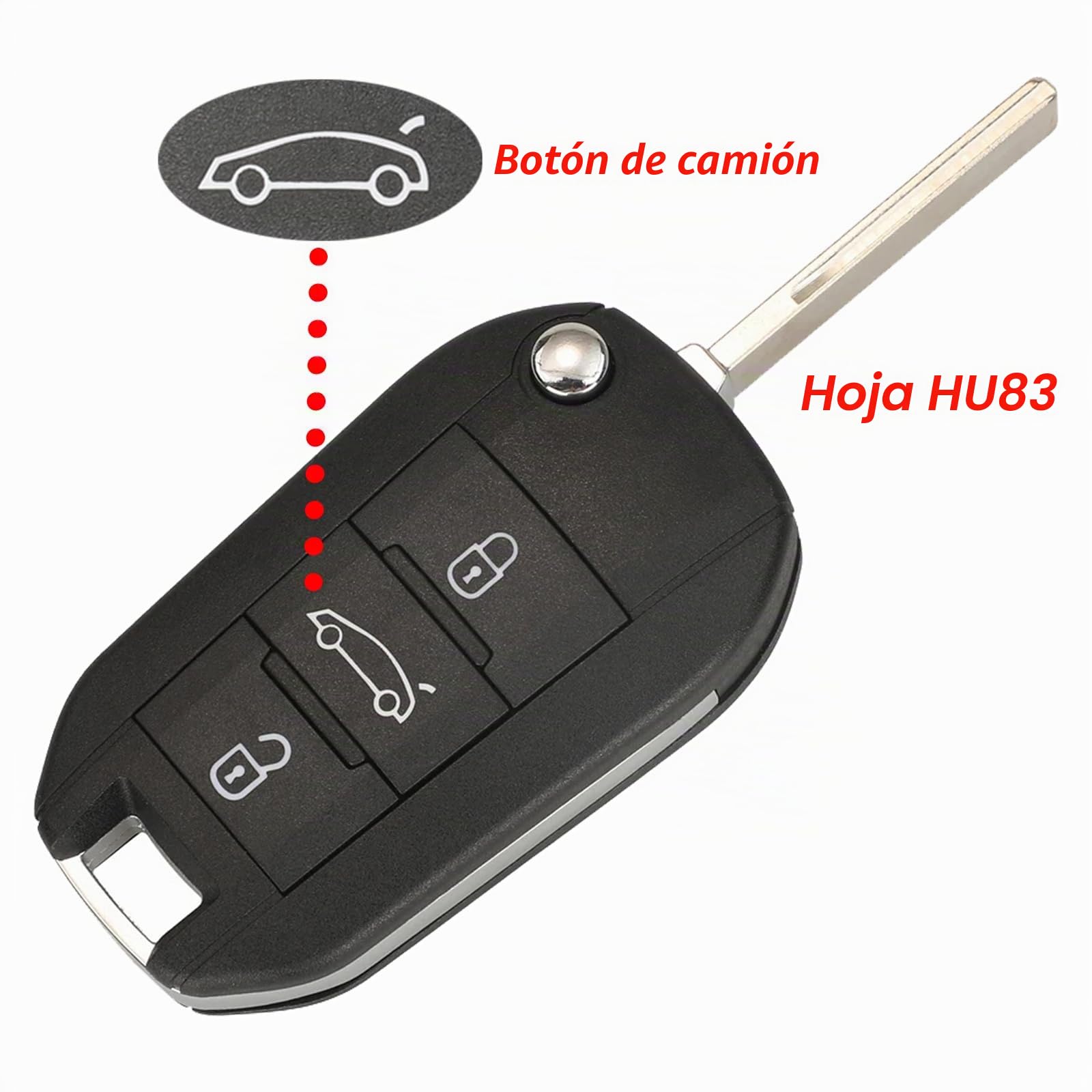 Heart Horse Peugeot - Carcasa de llave con mando a distancia de 3 botones AVCE 434 MHz 4 A Puce, llave HU83 hoja para 208 2008 3008 508 5008 Citroen C3 C4 Berlingo