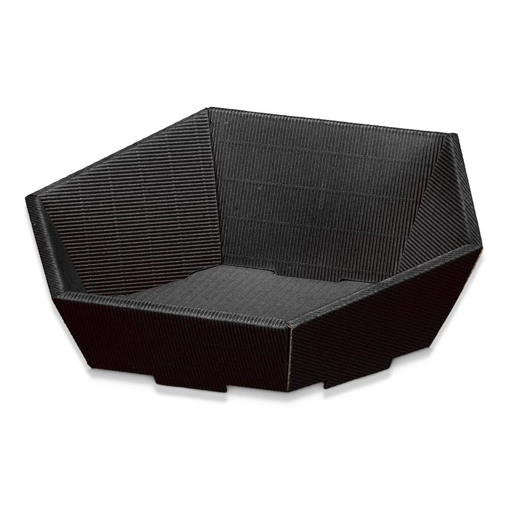 Geschenkkorb, Präsentkorb aus Wellpappe, 6-eckig, Schwarz, 29,5x24,5x13 cm, 25 Stück