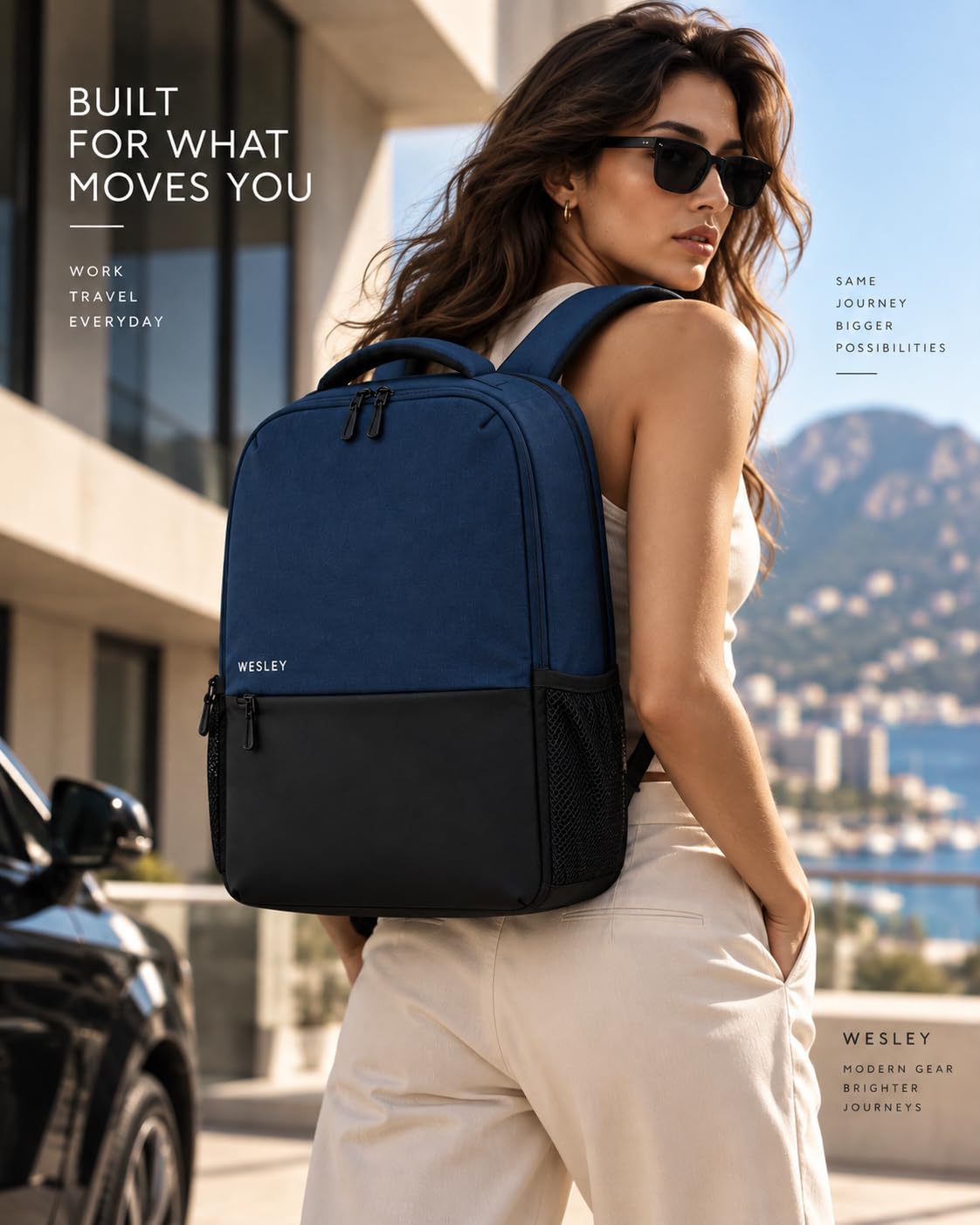 Wesley Milestone 2.0 Casual Waterproof Laptop Backpack/Office Bag/School Bag/College Bag/Travel Backpack (Dimensions:13x18 inches) (Compatible with 39.62cm(15.6inch laptop) 30 L (Blue & black) — Amazon image 6