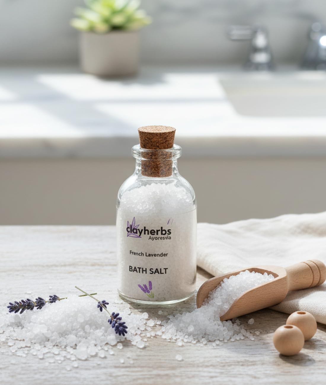 Clayherbs 20g (Pack-10) French Lavender Bath Salt | Aromatherapy for Stress Relief & Relaxation | Soothing Muscle Soak, luxury amenity Epsom Salt (or Sea Salt) Crystals | Travel/Trial Size-image-40