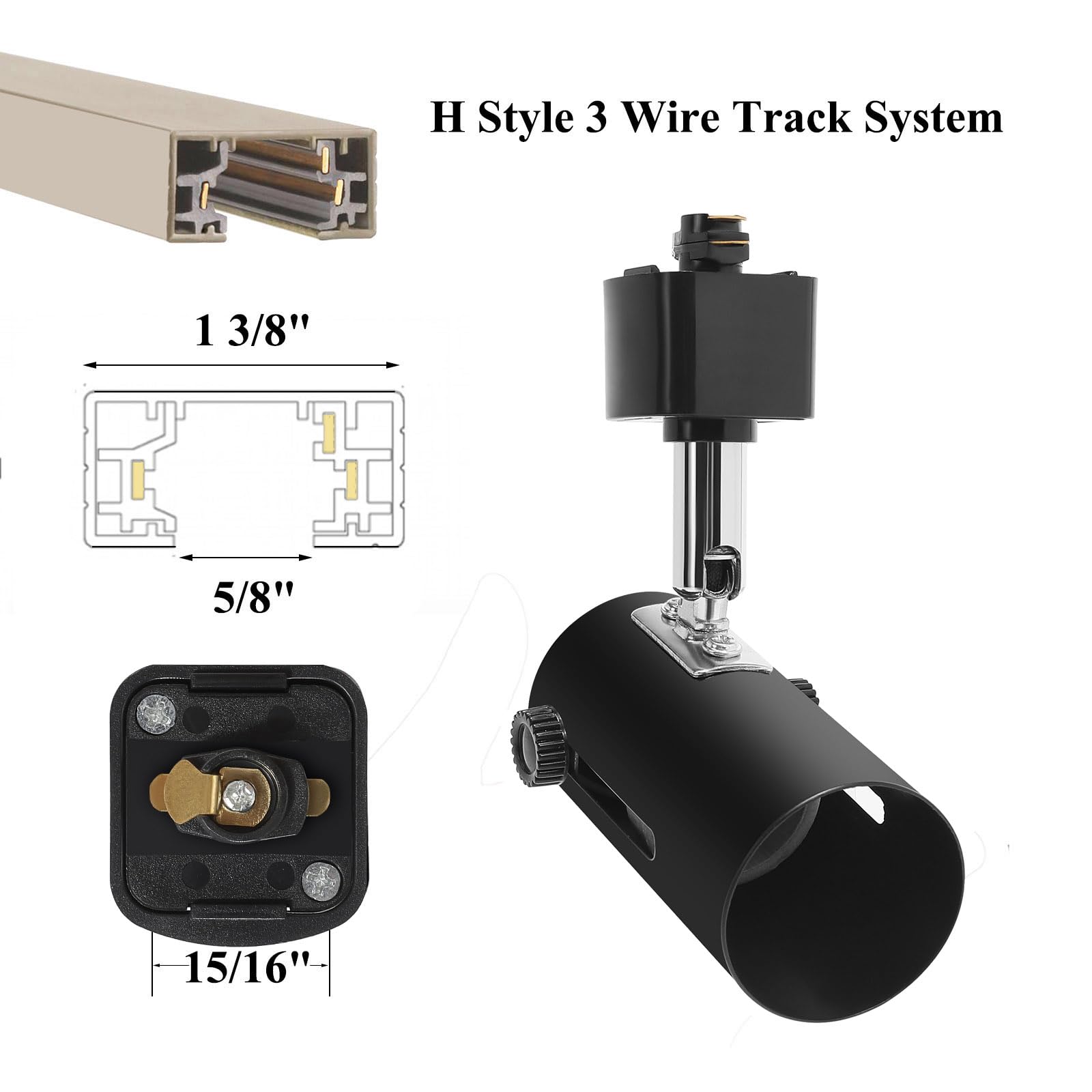 【WOOHWA】TRACK HALF PT H System Line Voltage Track Lighting Heads Fixture E26