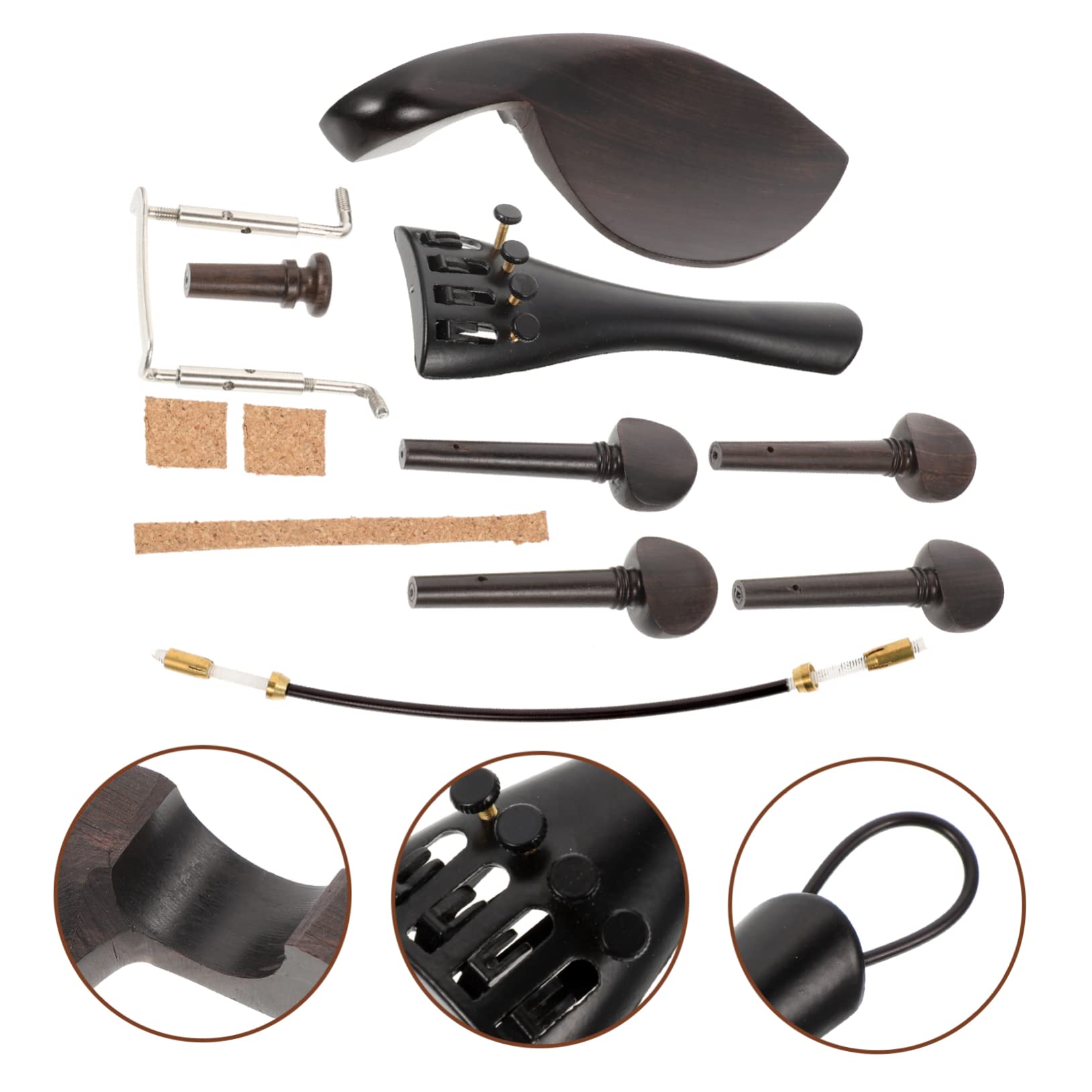 ibasenice 2ensembles Kit De Bois Pour Violon Accessoires De Mentonnière Chevilles Et Cordes Bois Avec Vis Argentées Et Facile à Installer