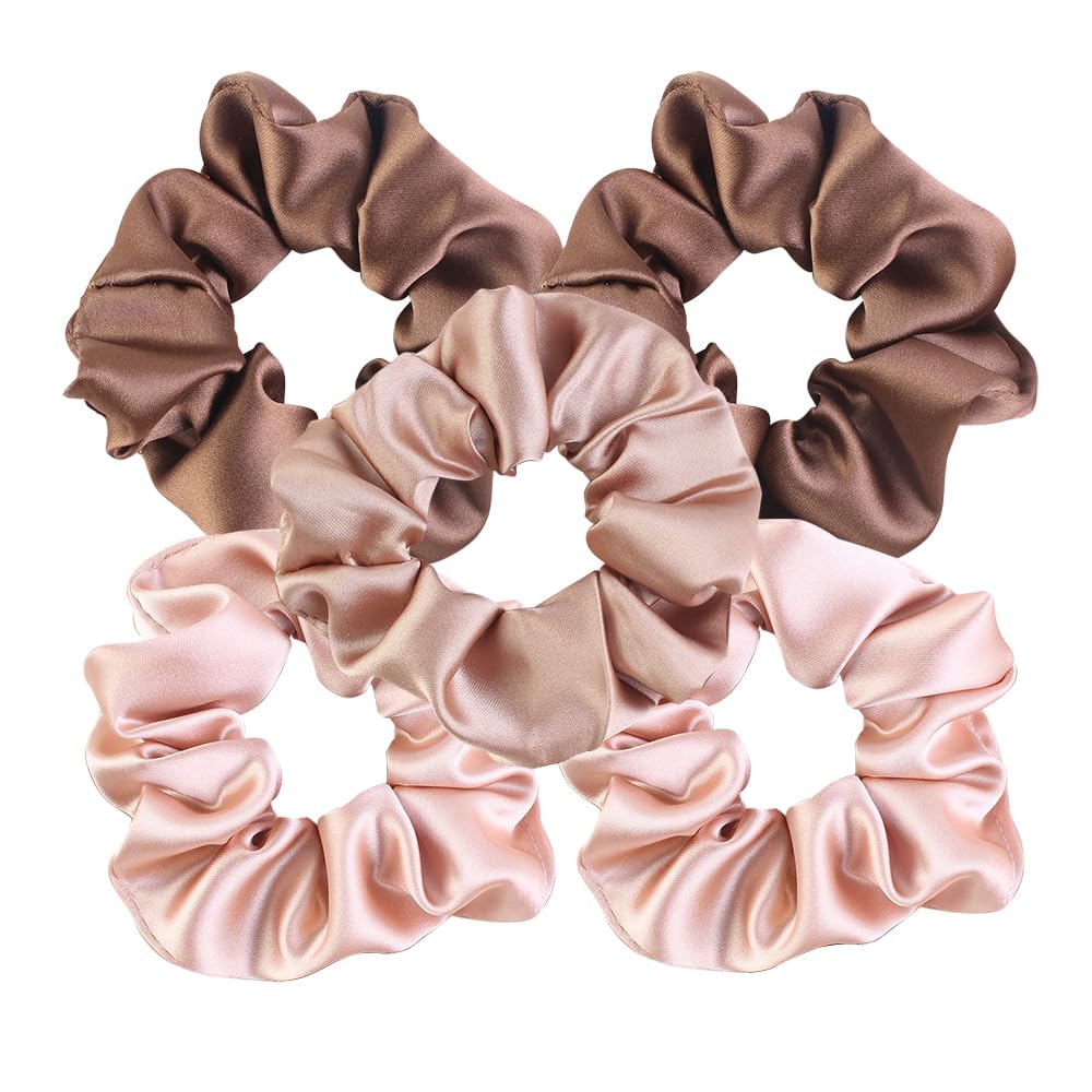 Satin Scrunchies for Women No Hair Damage, No Crease, Suitable for All Hair Types Elastics Bands Accessories Girls Assorted 5pcs