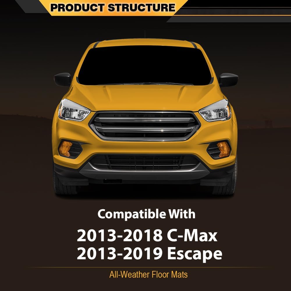 G-PLUS TPE Floor Mats Cargo Liner Compatible with Ford Escape 2013-2019/Fit Ford C-Max 2013-2018 All Weather Full Cover Protection 1st & 2nd Row