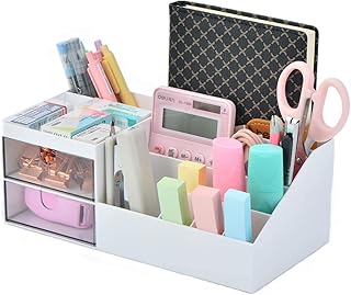 Generic Minimalist Desk Organizer Storage Box (White, Clear/Transparent)