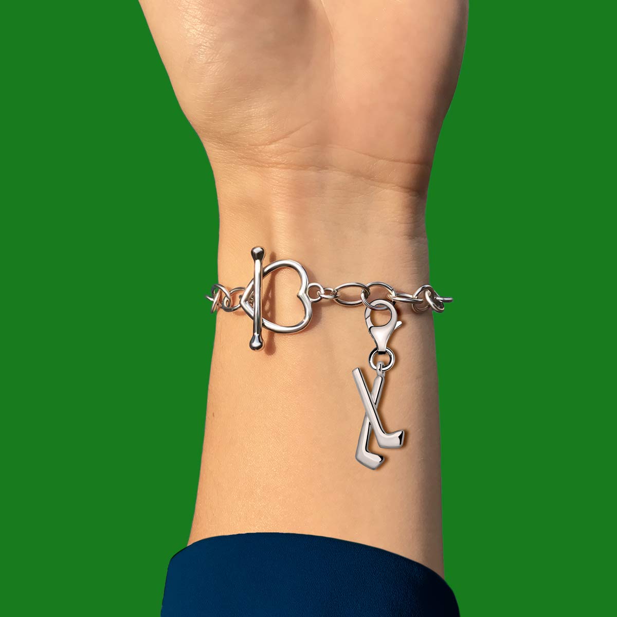 Quiges Charm con Cierre Plateado Palos de Hockey Abalorios Joyería de Mujer