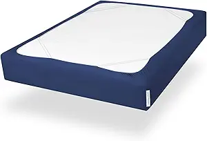 Box Spring Cover Twin Size with Smooth and Elastic Woven Material, Alternates for Bed Skirt, Wrinkle & Fading Resistant, Washable, Dustproof, Navy