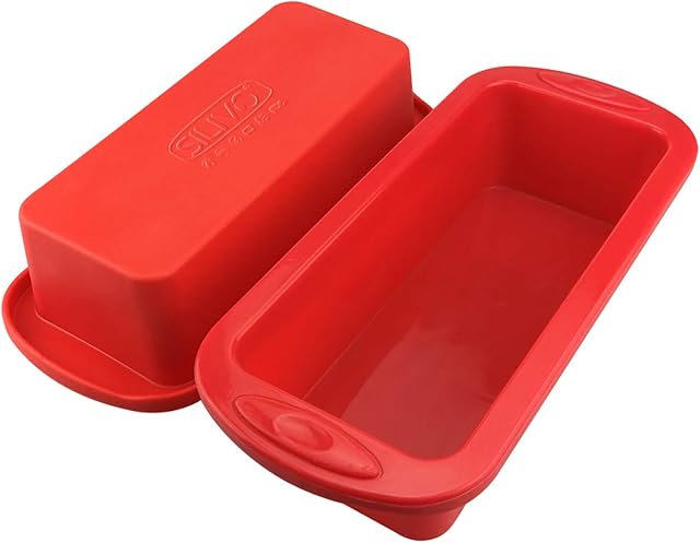 SILIVO Silicone Bread and Loaf Tins , Silicone Non Stick Baking Moulds Pan for Loaves, Breads, Cakes and Lasagna (1lb to 2lb loaf tin)(Rectangular Bread tin, 2 PCS 22*9*6 cm)