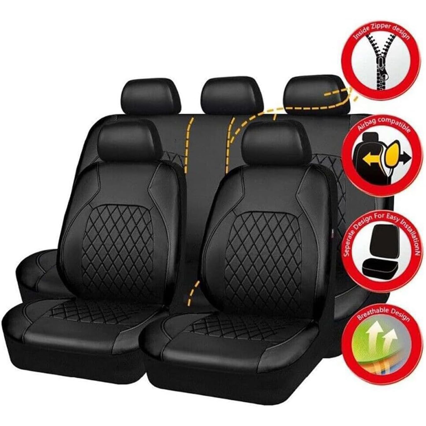5Seats Fundas Asientos Coche Cuero para Volkswagen VW Golf VIII Vi V IV III II I MK 8 7 6 5 4 3 R GTE/GTI/GTD/Clubsport 45, Impermeables Juegos De Cubreasientos Interior Accesorios