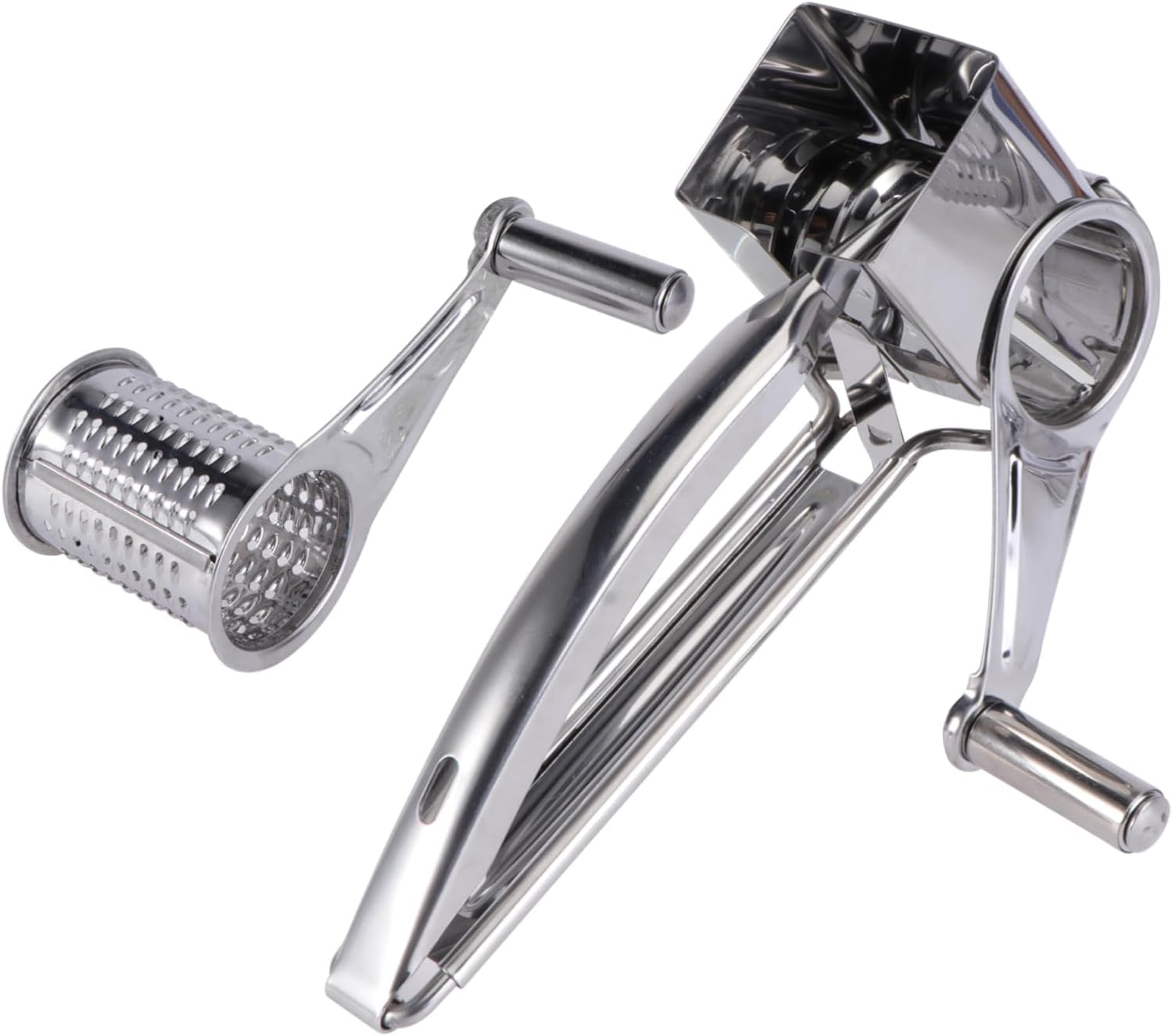 Amosfun 1Set Handheld Rotary Cheese Grater Set Stainless Steel Cheese Shredder with Interchangeable Blades for Fine Coarse Grating Kitchen Tool for Cheese Vegetables