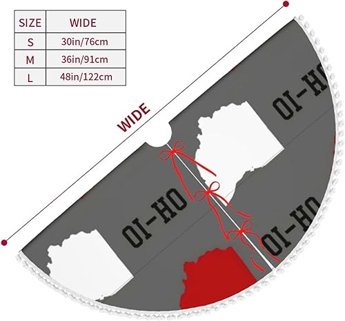 Miniatura 4 de Falda de árbol de Navidad, color gris del estado de Ohio, 36 pulgadas, con ribete de pompones, para decoración de Navidad, falda de árbol de Navidad