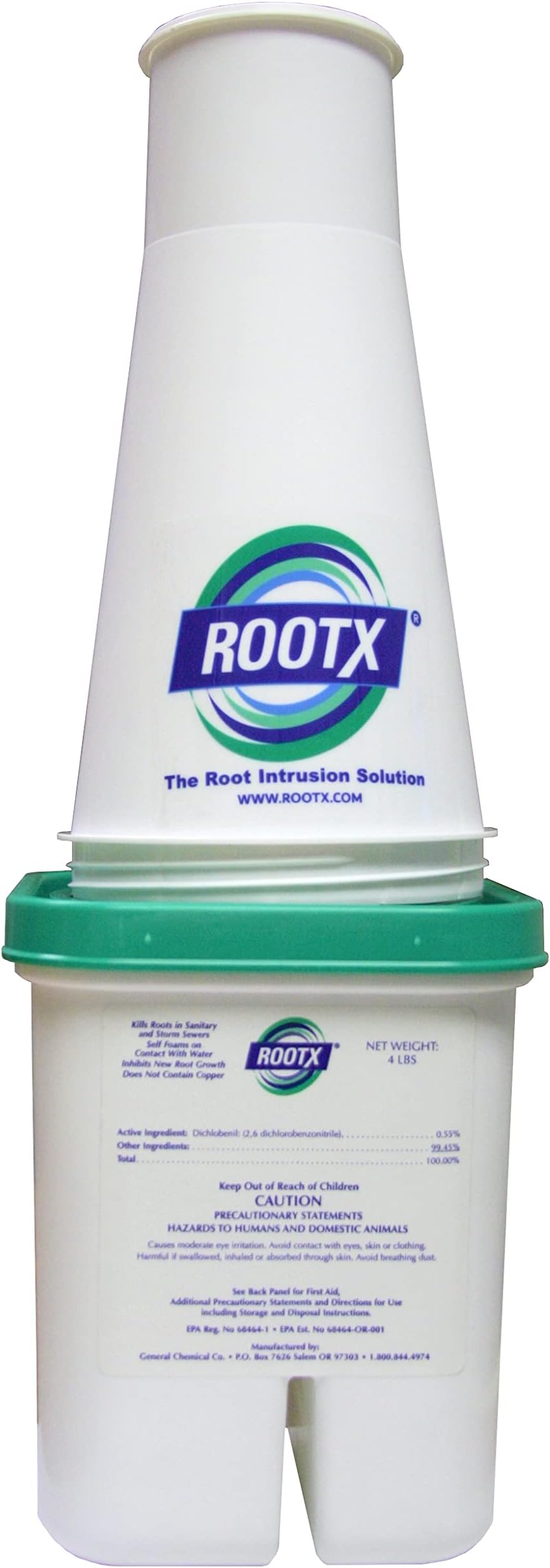 4LB. JAR WITH FUNNEL/APPLICATOR Foaming root control for sewer lines and septic systems