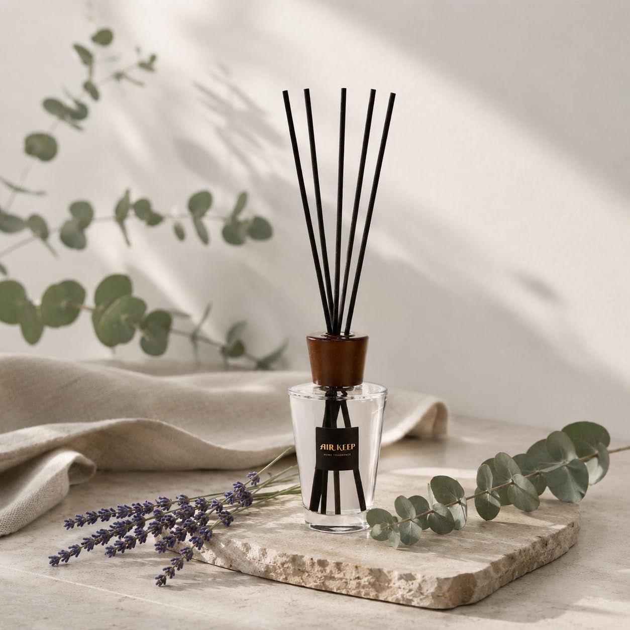 Airkeep Reed Diffuser for Home, Lavender Eucalyptus, 5.1 fl oz (150 ml)