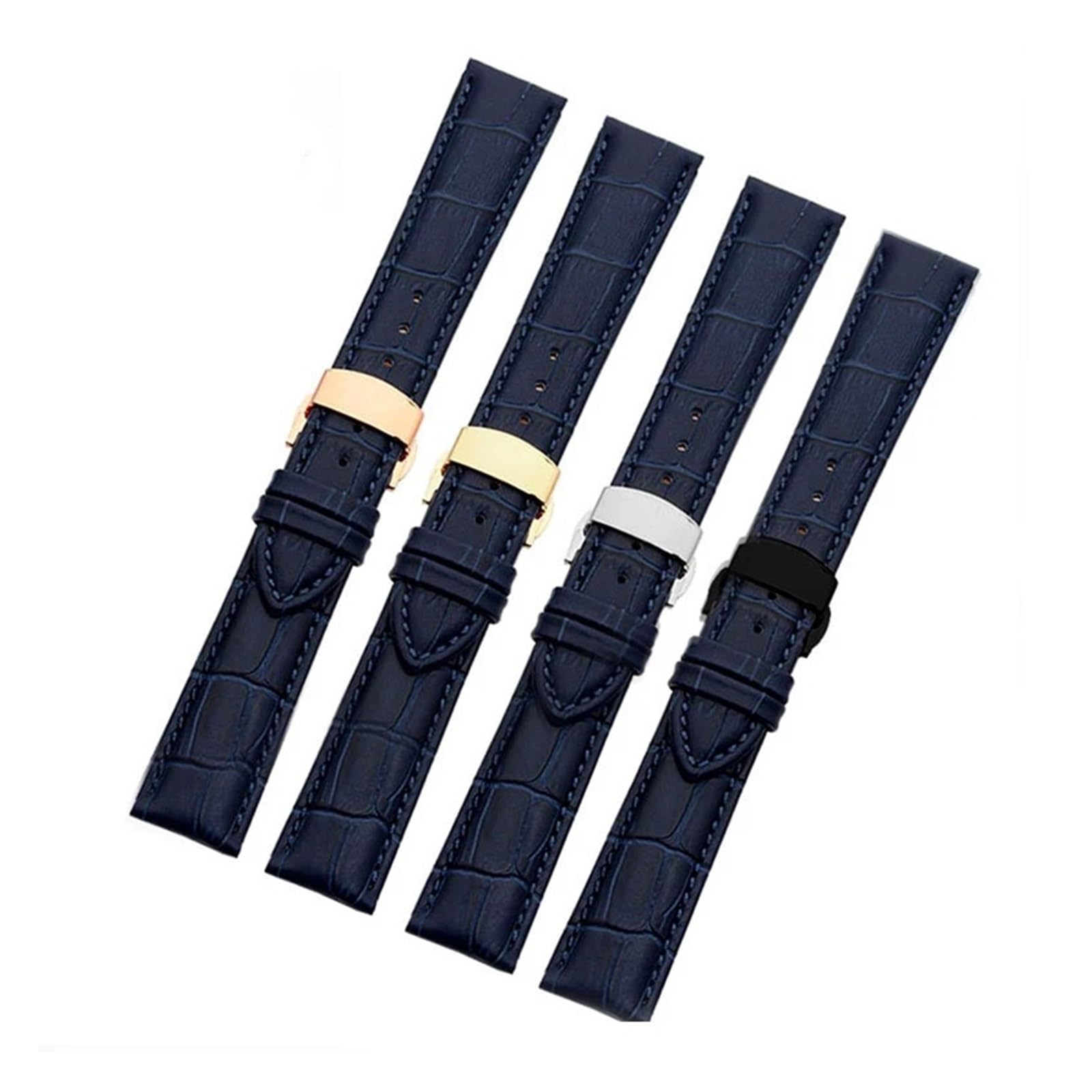 Générique NASUNJIA Bracelet en cuir véritable couleur bleu foncé bracelet de montre fermoir papillon taille 16mm 18mm 20mm 21 22mm 23mm