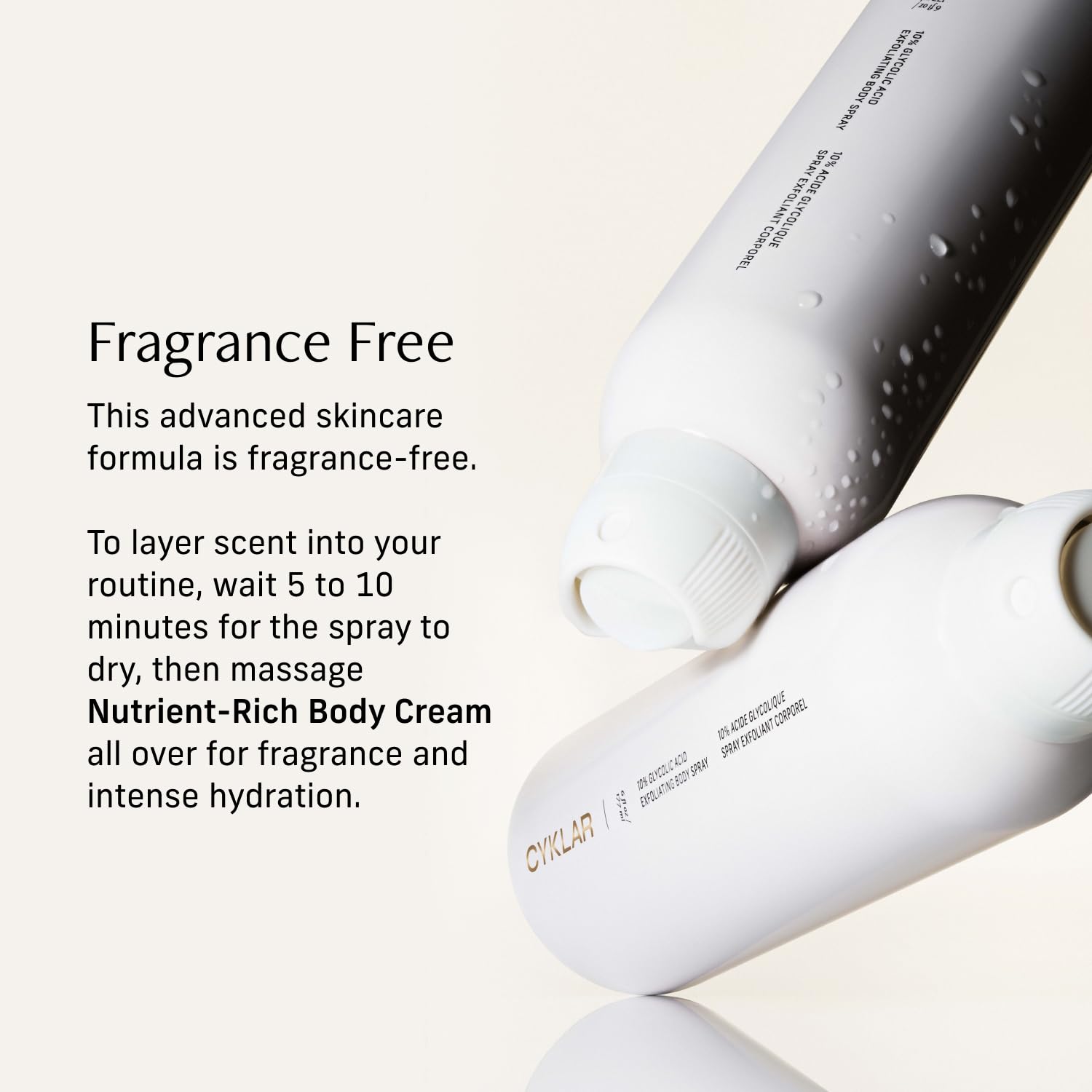 Cyklar Glycolic Acid Exfoliating Body Spray – 10% AHA Toner for Face & Body. Skin-Smoothing Spray with Peptides & Enzymes – Fragrance-Free, 6 fl oz - Image 4