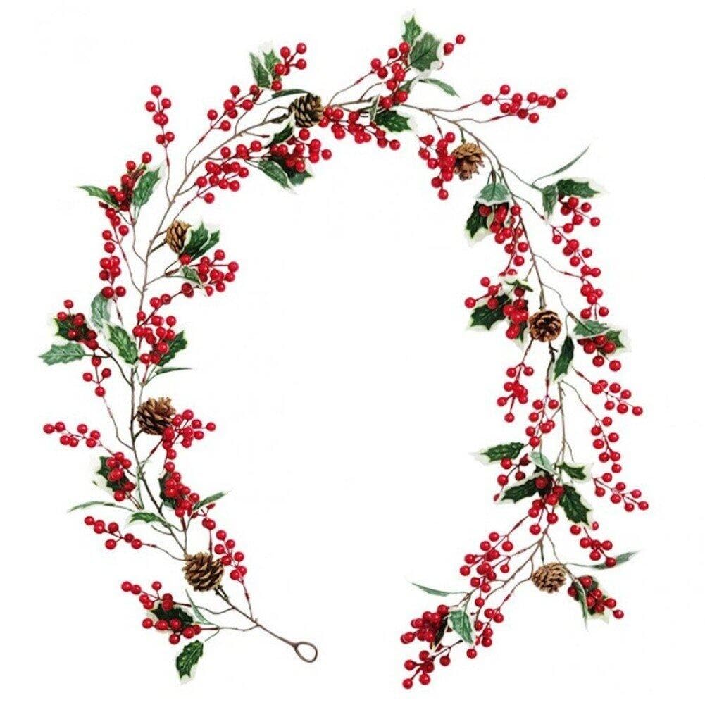 Guirlande de Noël artificielle baies rouges anti-poussière pour décoration de maison propre