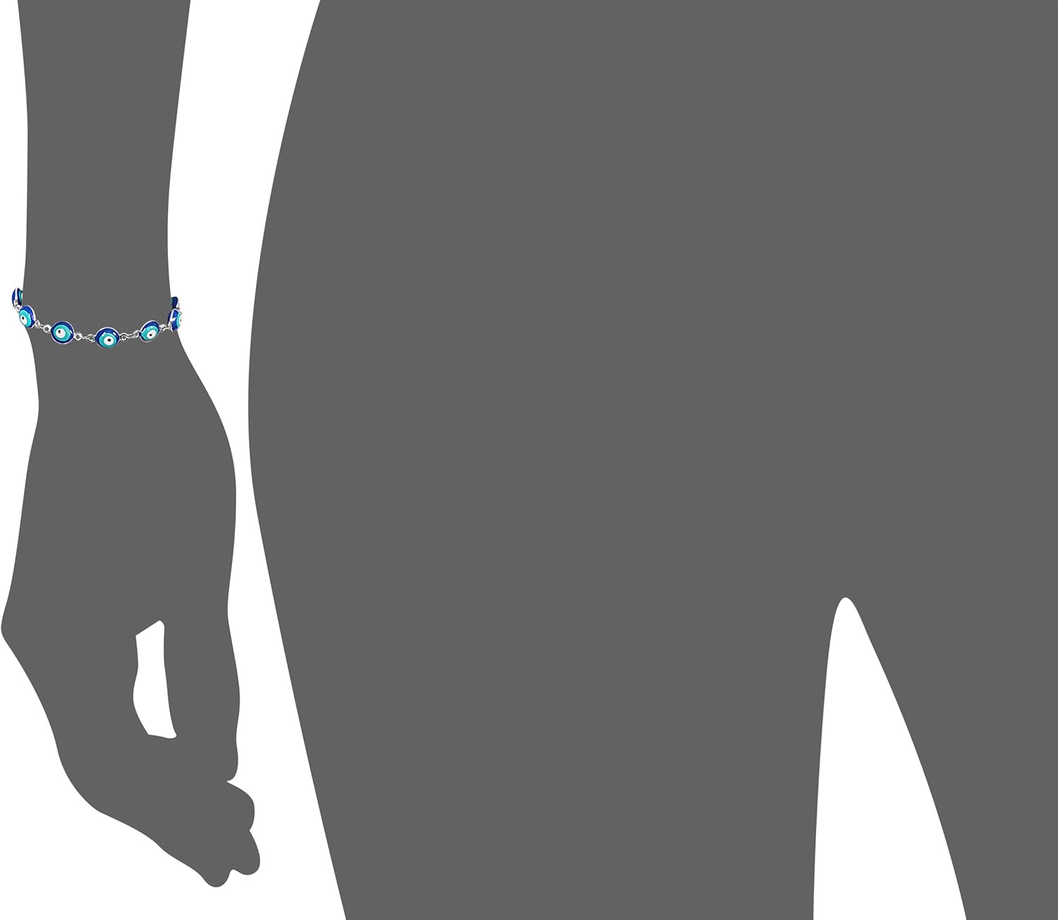 Edforce Stainless Steel Women's Charm Bracelet Green | Gold Enamel Evil Eye Protection Link Chain Adjustable, 8" (Aqua, Silver-and-Stainless-Steel) - Image 6