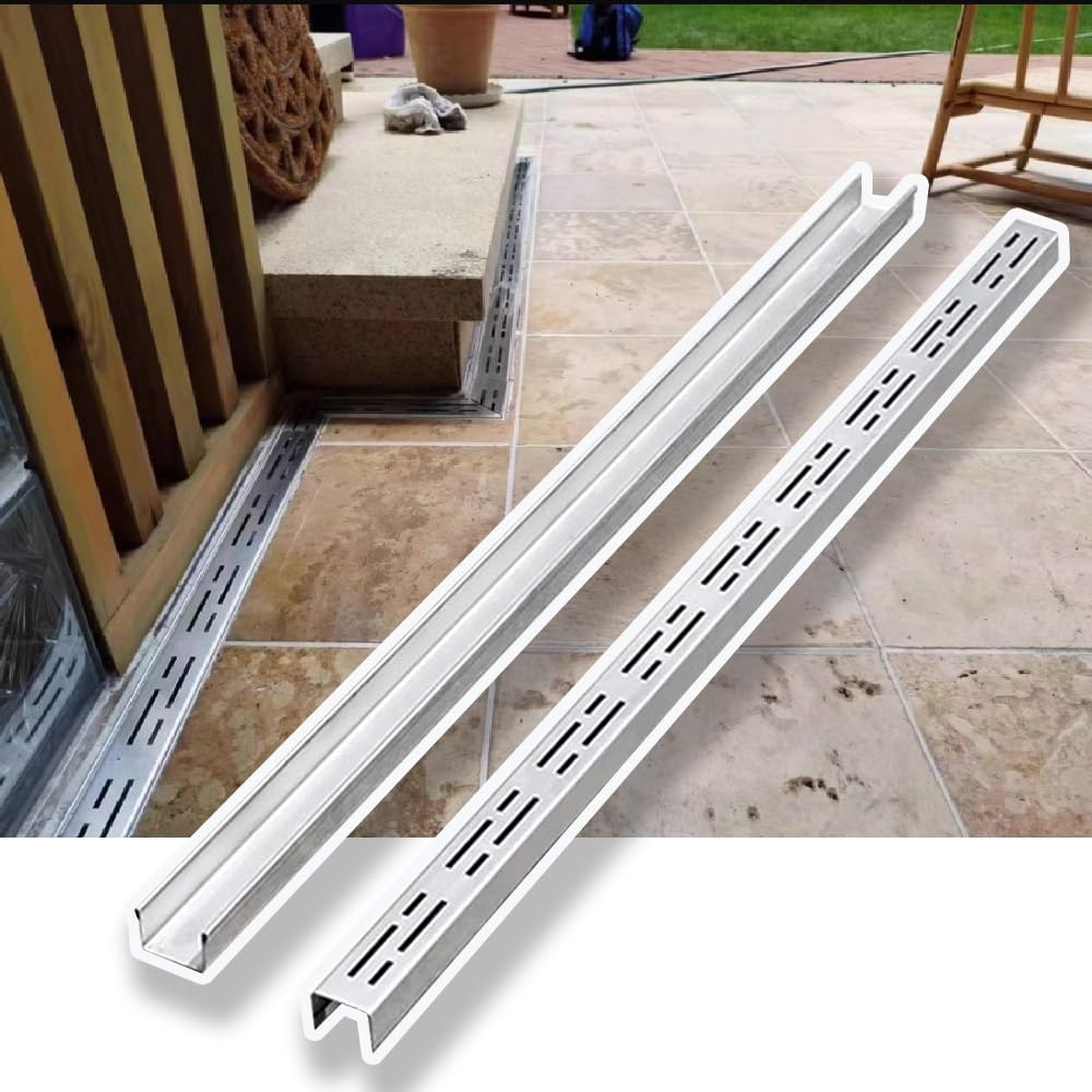Mini tubo di drenaggio, griglia di drenaggio per patio, kit di drenaggio per canale lineare, drenaggio per prato, piscina, sistema di drenaggio rimovibile, copertura per canale in acciaio inossidabi